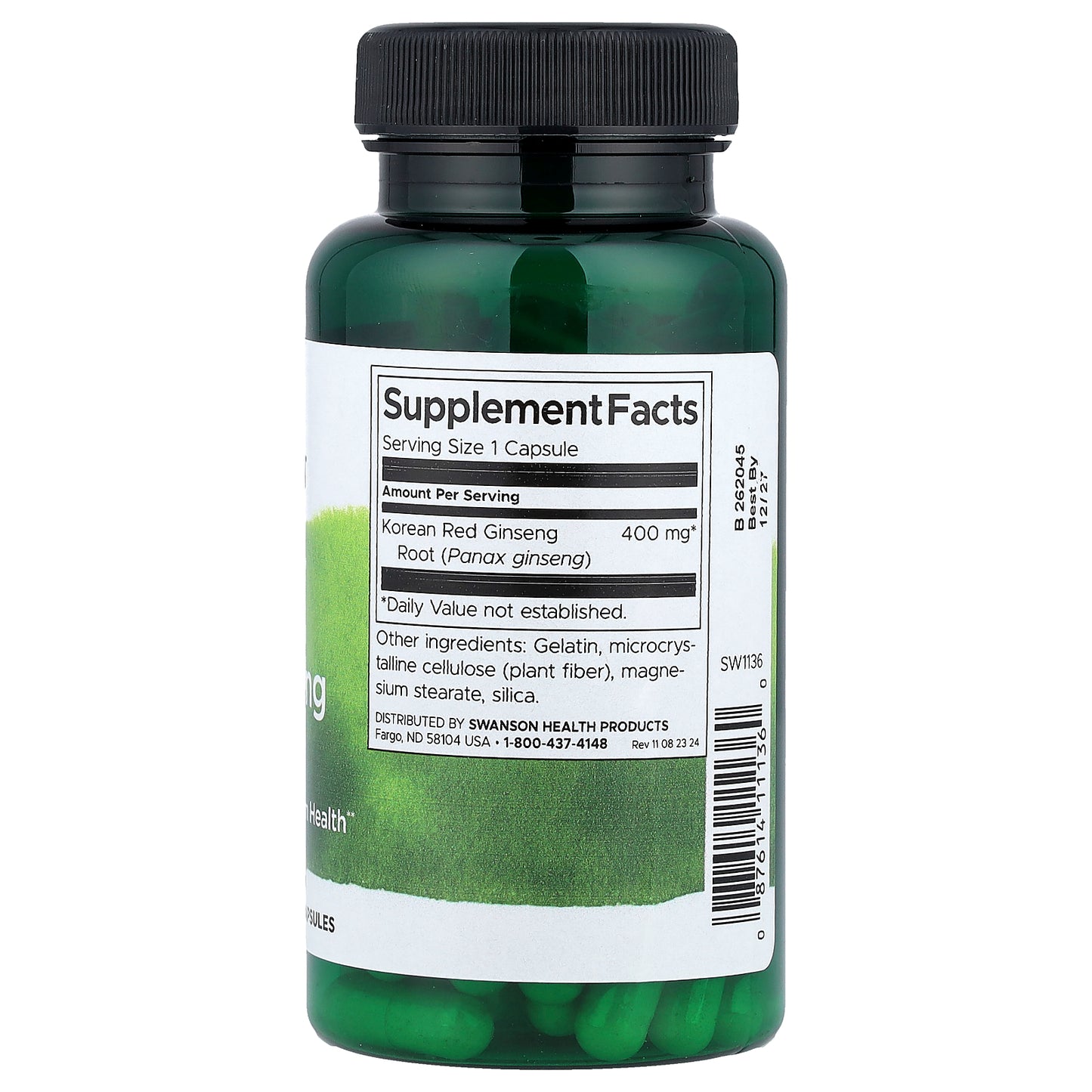 Swanson, Full Spectrum® Korean Red Ginseng Root, 400 mg, 90 Capsules