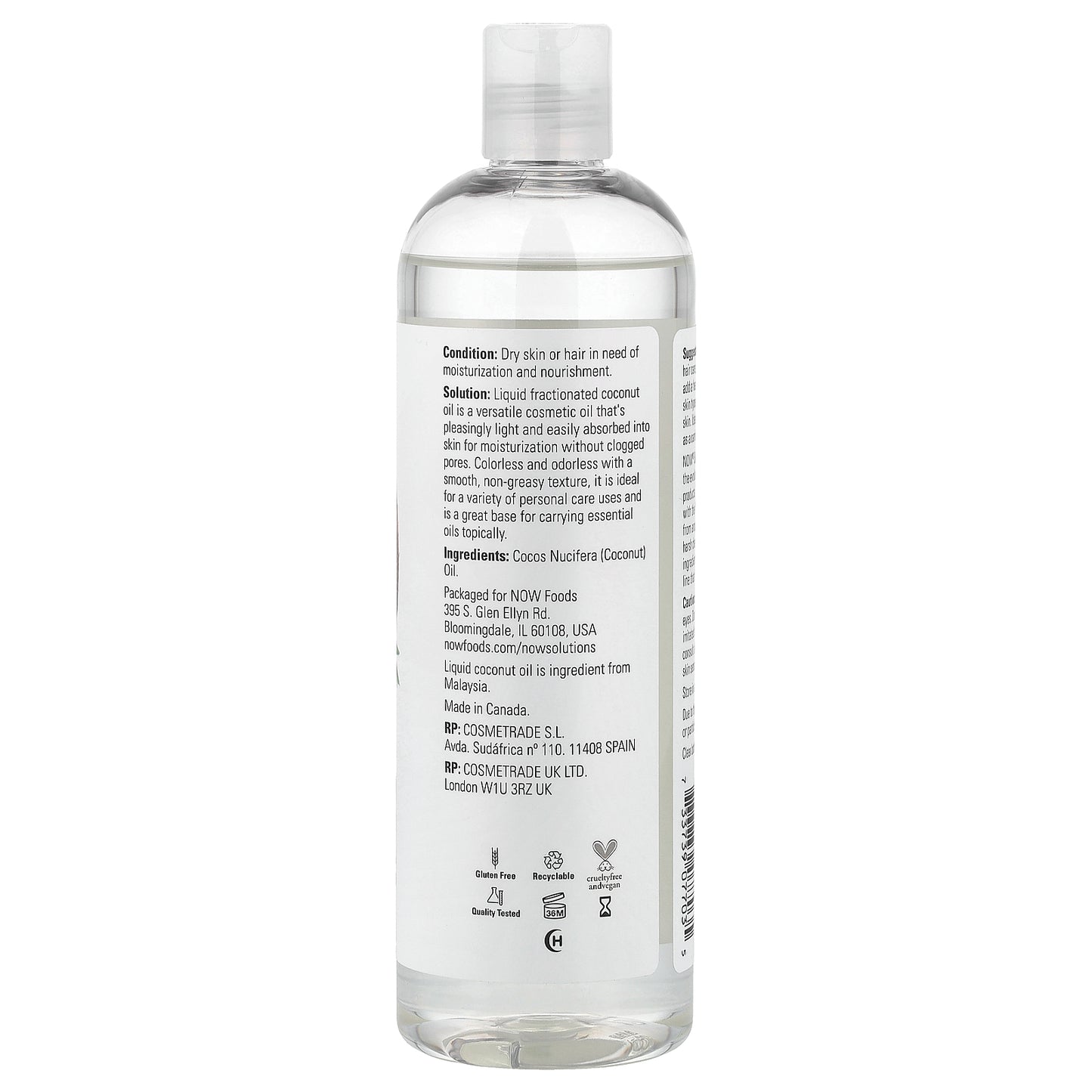 NOW Foods, Solutions, Liquid Coconut Oil, Pure Fractionated, 16 fl oz (473 ml)