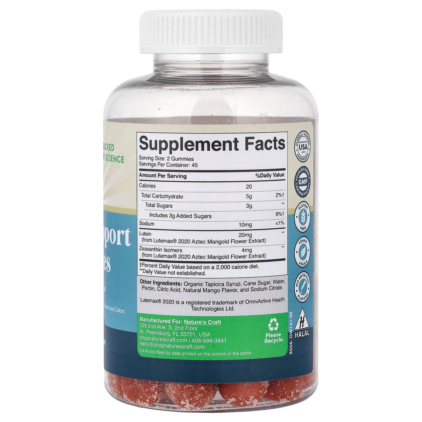 Nature's Craft, Vision Support Gummies, Mango, 90 Gummies