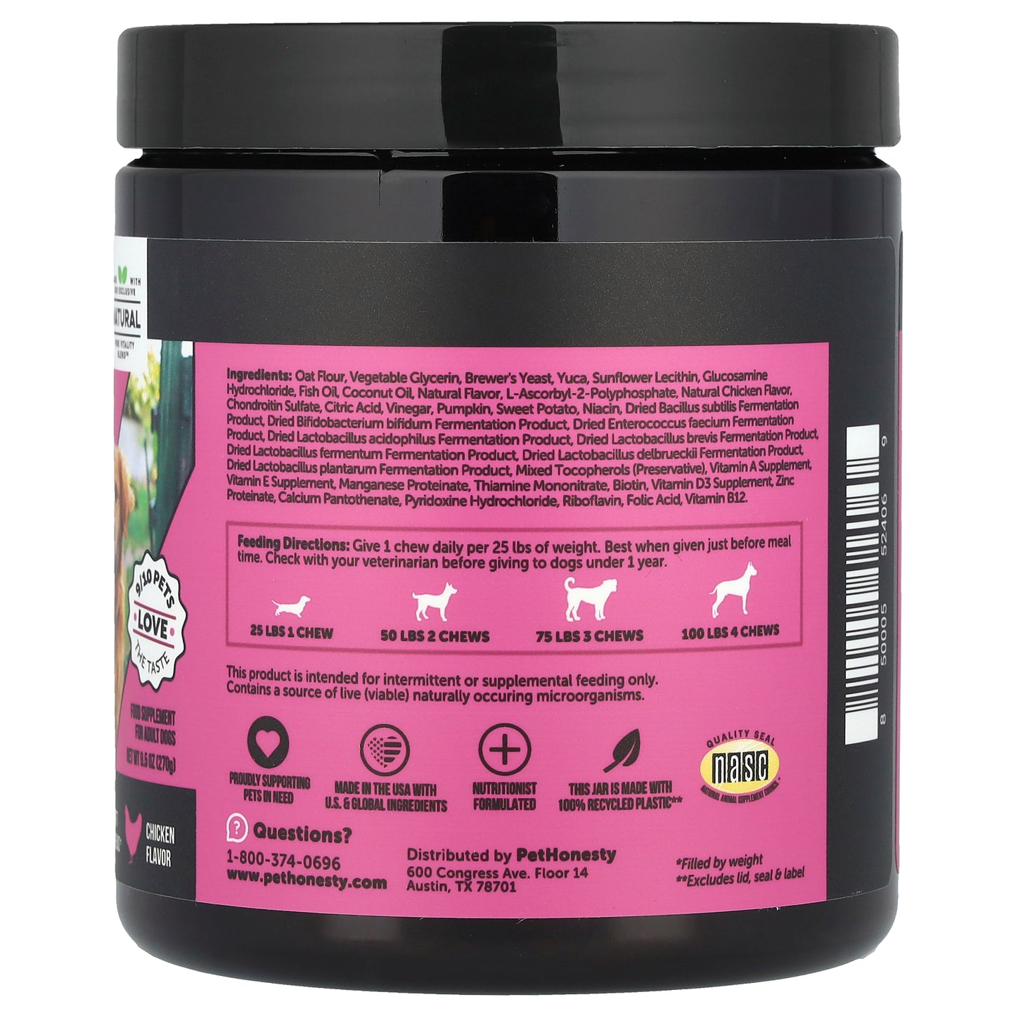 Pet Honesty, Multivitamin 10-in-1, For Adult Dogs, Chicken, 90 Soft Chews, 9.5 oz (270 g)