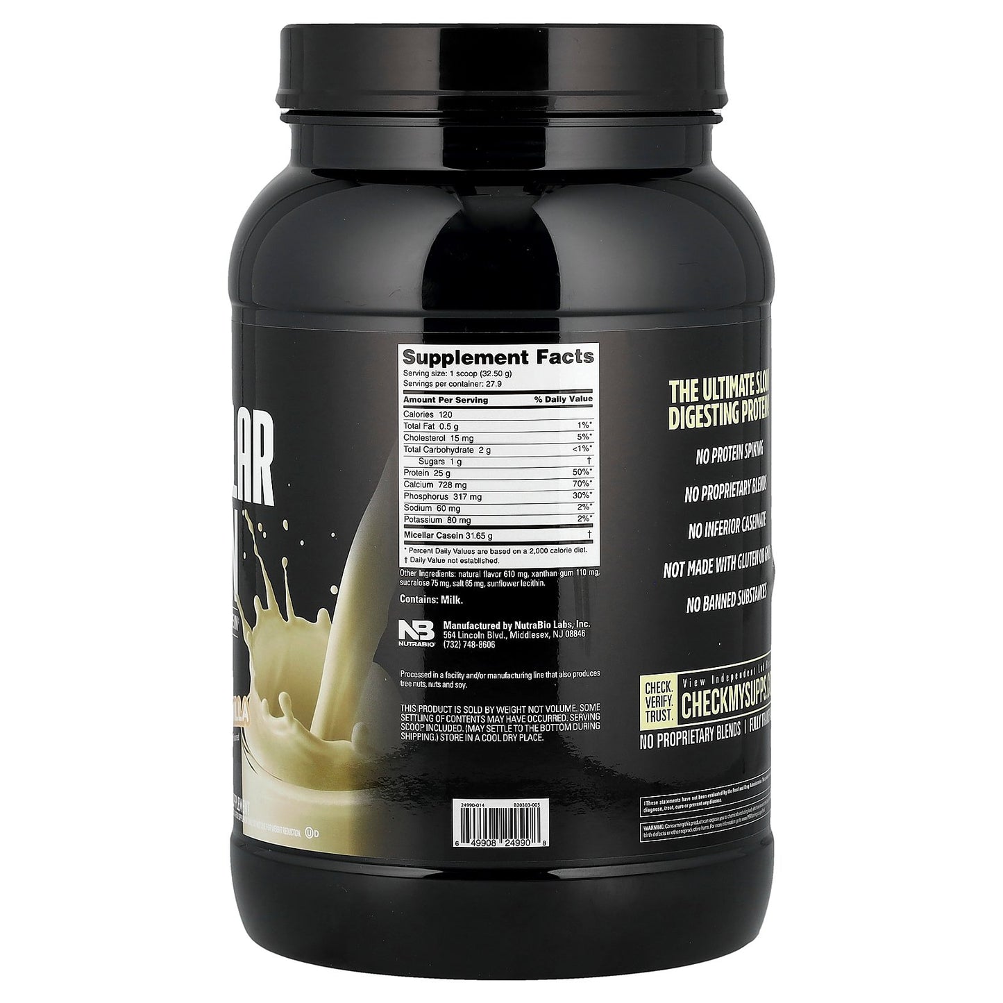 NutraBio, Micellar Casein, Alpine Vanilla , 2 lb (907 g)