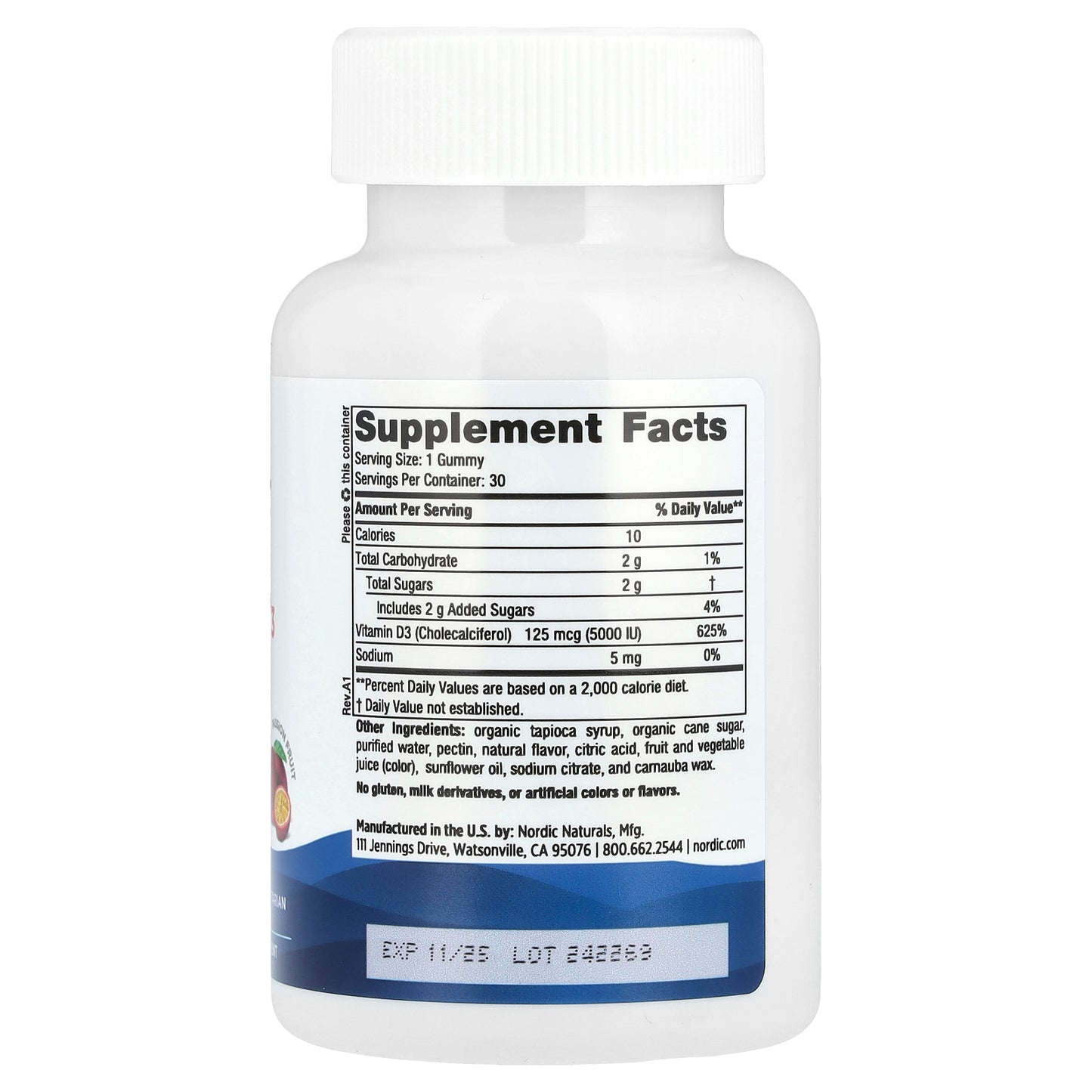 Nordic Naturals, Vitamin D3 5000 Gummies, Passion Fruit, 30 Gummies