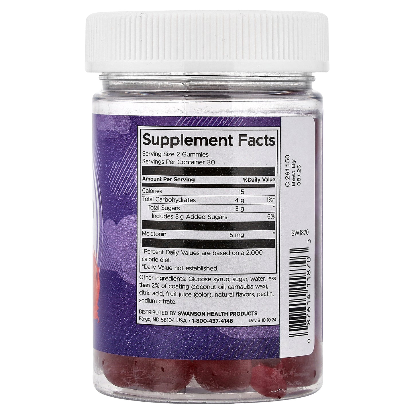Swanson, Melatonin Gummies, Strawberry, 60 Gummies