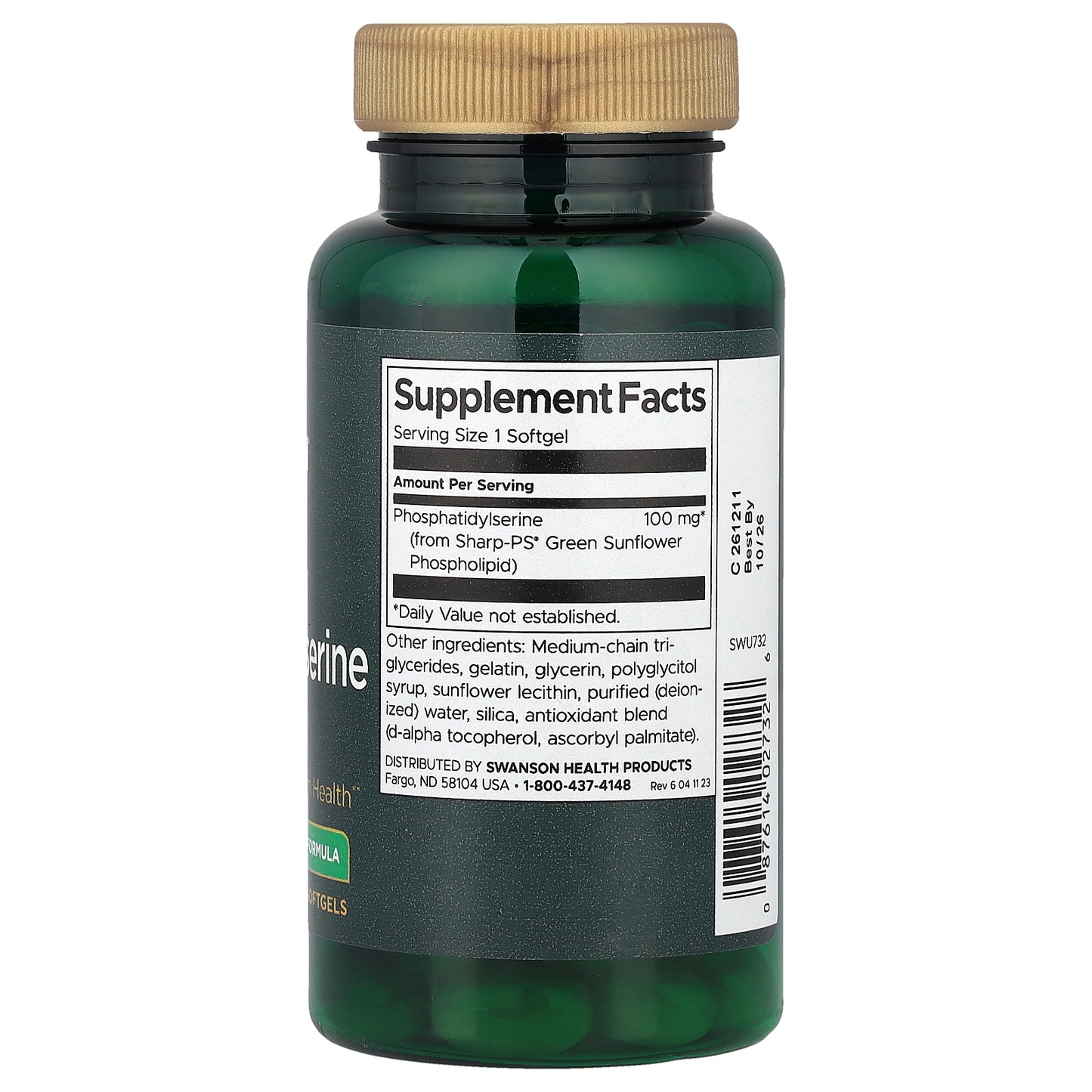 Swanson, Phosphatidylserine, Soy-Free Formula, 100 mg, 90 Softgels