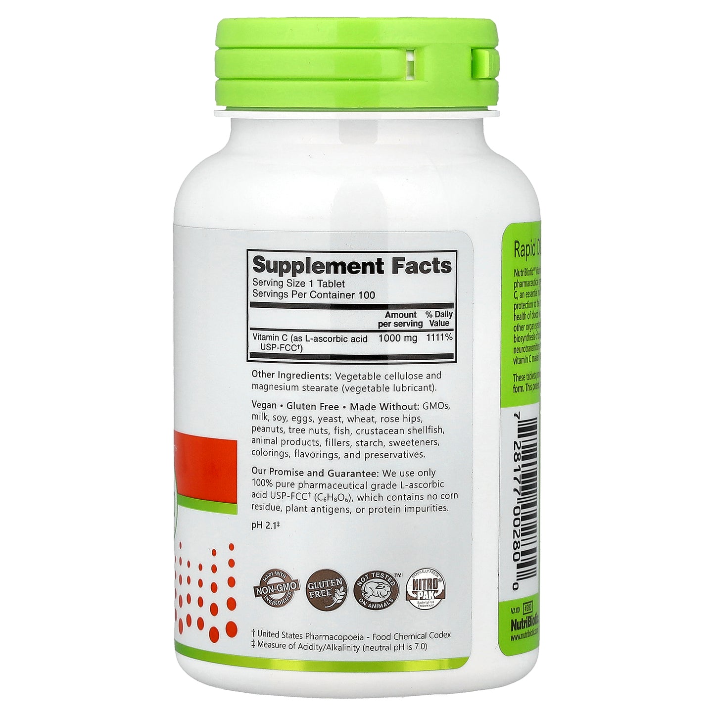 NutriBiotic, Vitamin C, 1,000 mg, 100 Vegan Tablets