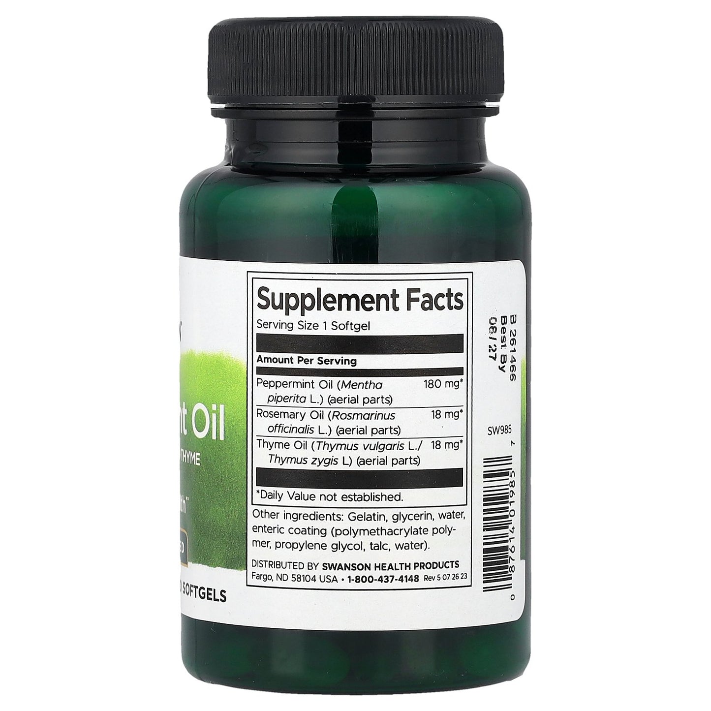 Swanson, Peppermint Oil with Rosemary and Thyme, 100 Softgels