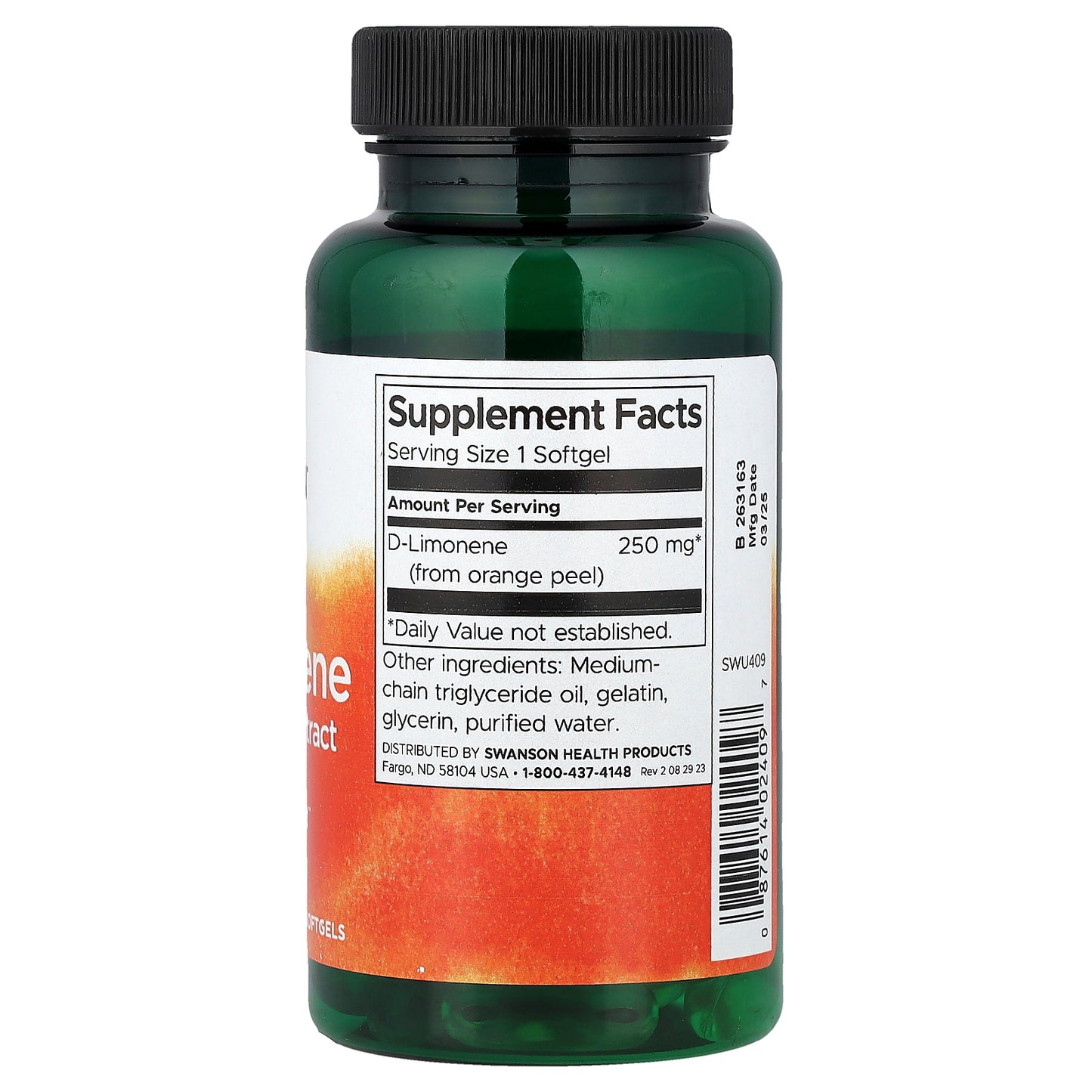 Swanson, D-Limonene, Orange Peel Extract, 250 mg, 60 Softgels
