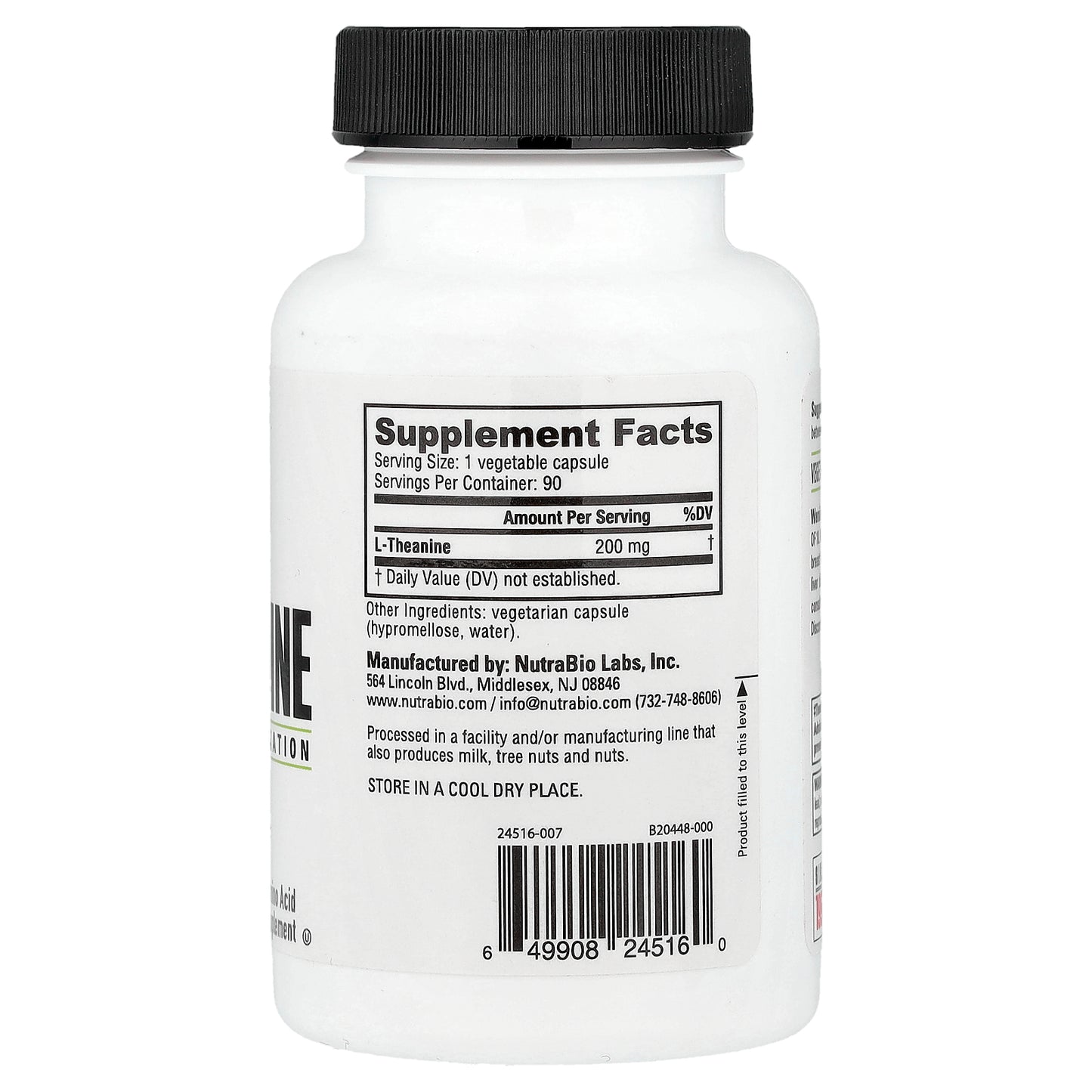 NutraBio, L-Theanine, 90 Capsules (200 mg per Capsule)