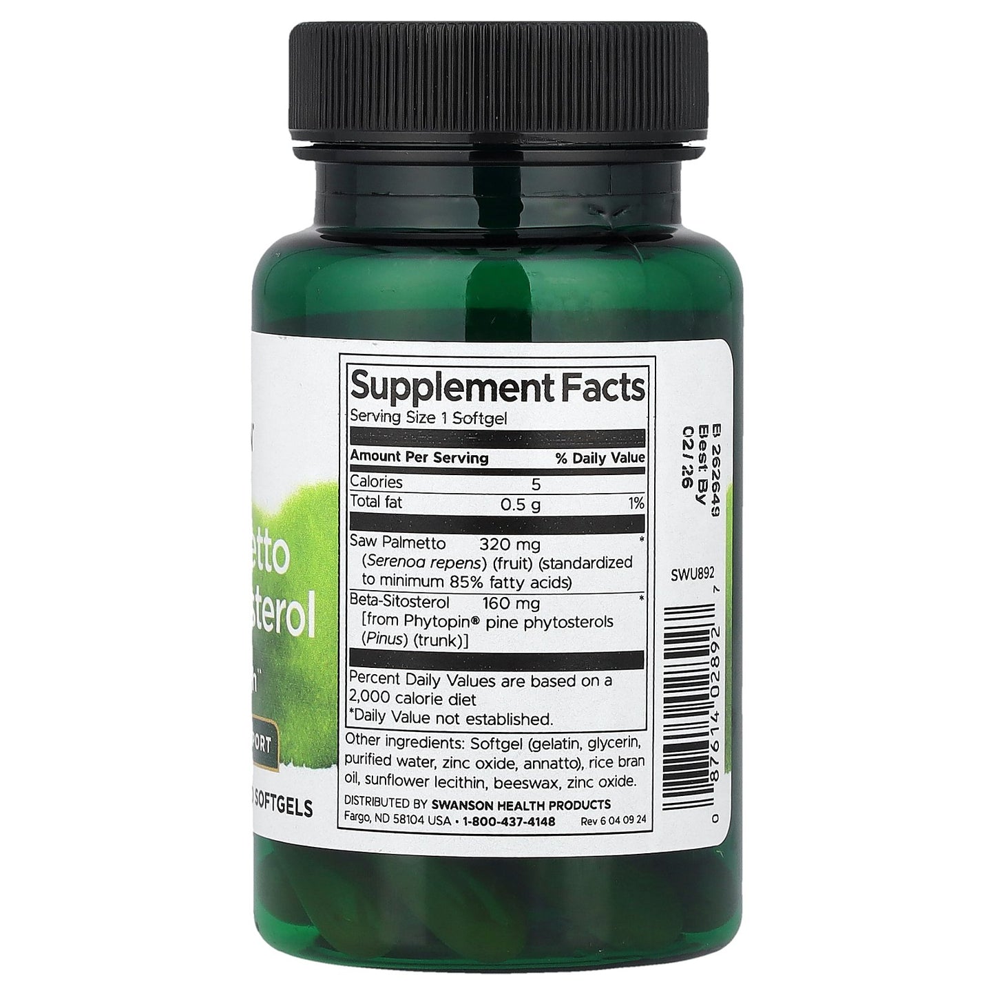 Swanson, Saw Palmetto & Beta-Sitosterol, 30 Softgels