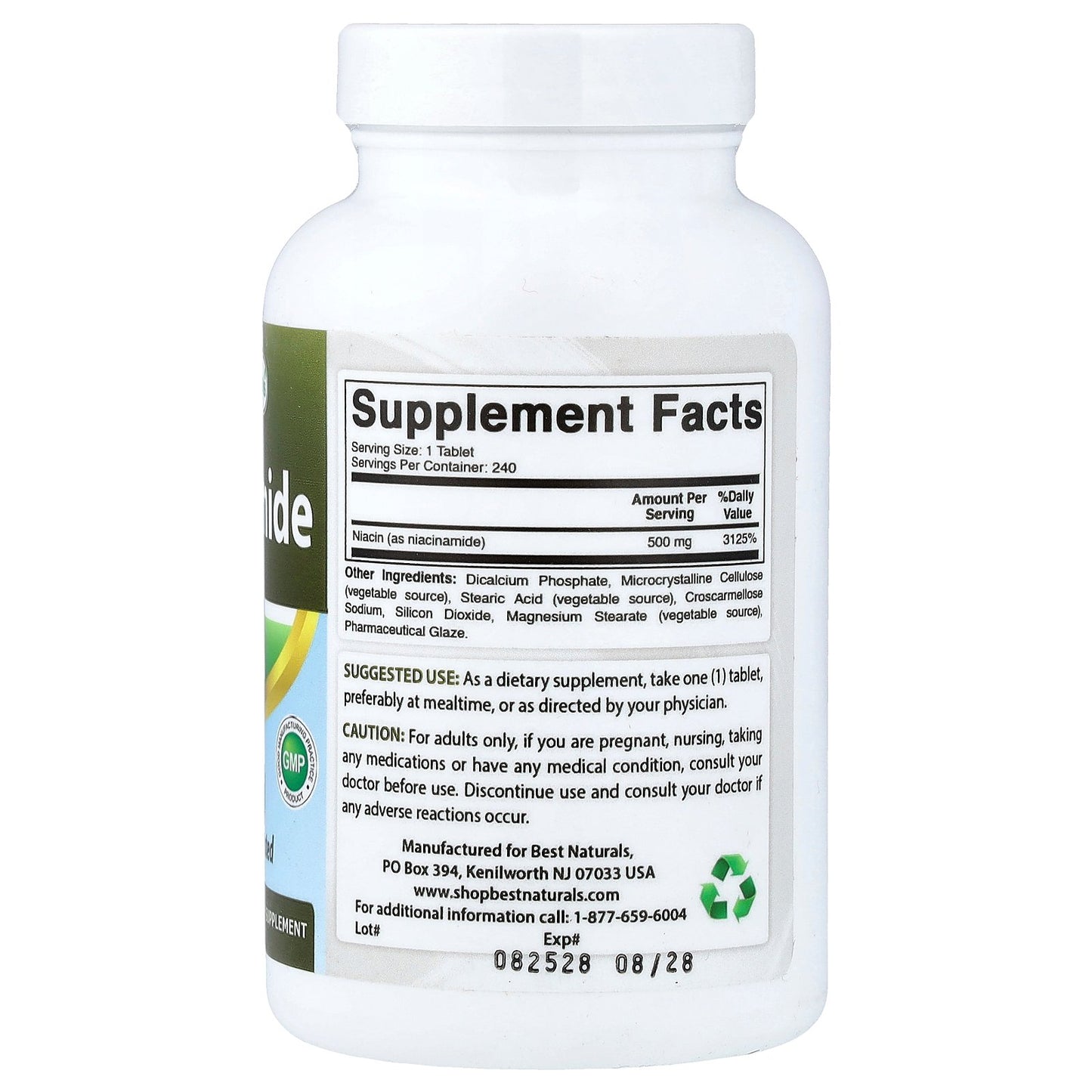 Best Naturals, Niacinamide, 500 mg, 240 Tablets