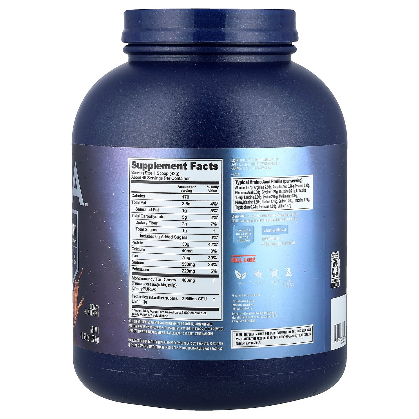 Vega, Plant-Based Protein, Performance Protein + Recovery, Mocha, 4 lb 3.9 oz (1.92 kg)