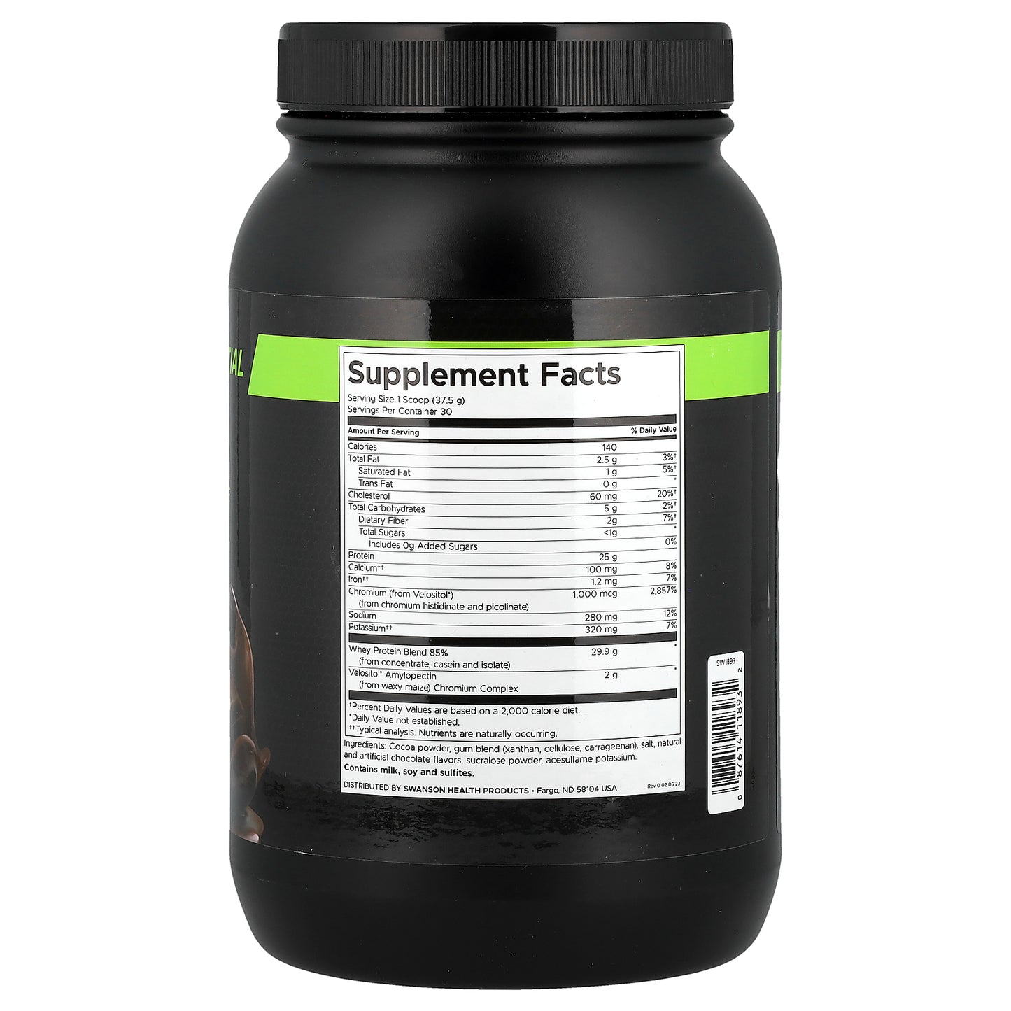Swanson, Full Potential Whey Protein, Chocolate, 2.5 lbs (1,125 g)