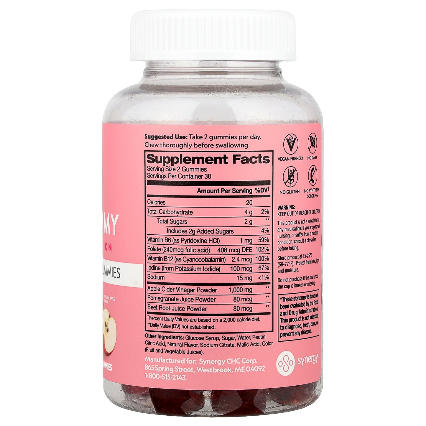 Flat Tummy, Apple Cider Vinegar Gummies, Natural Apple, 60 Gummies