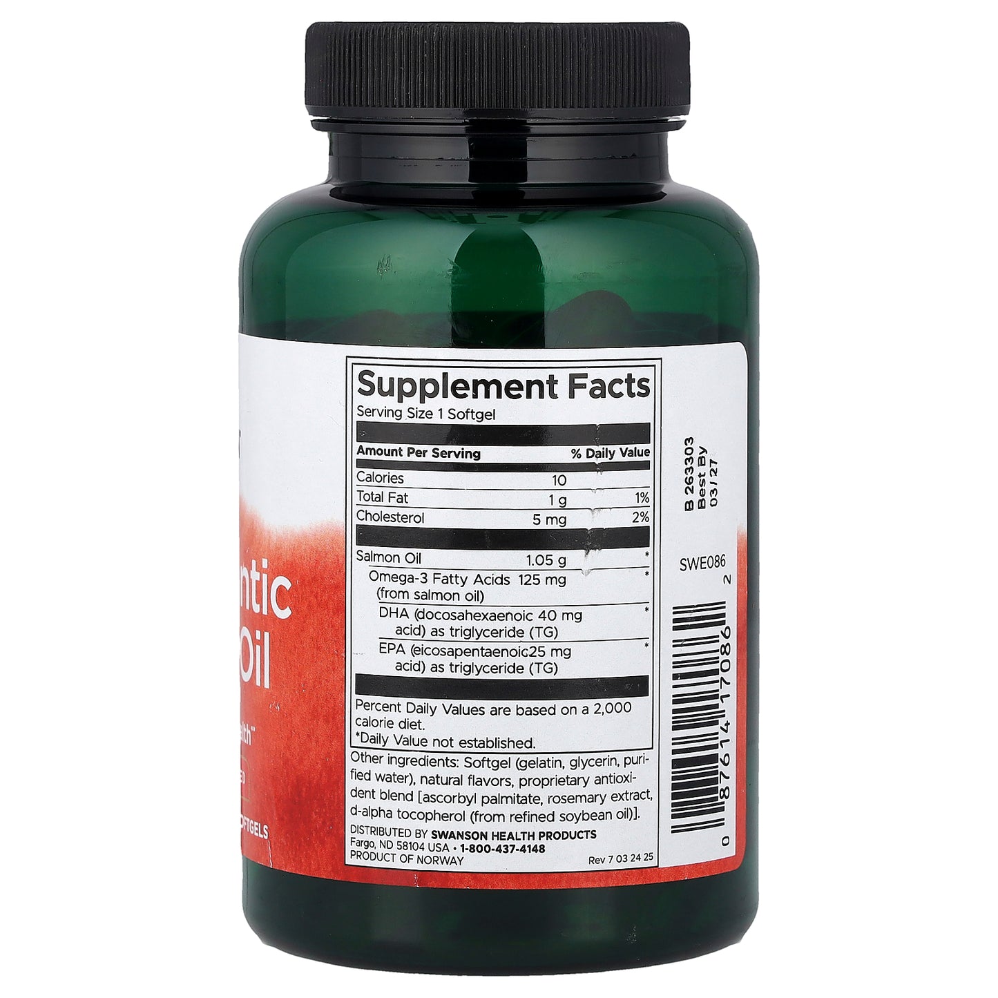 Swanson, Pure Atlantic Salmon Oil, 90 Softgels