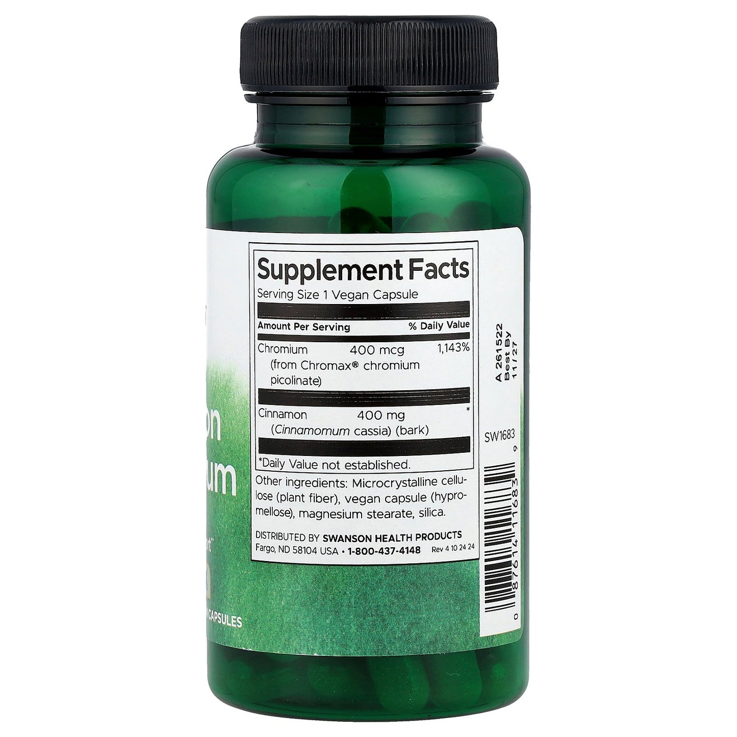 Swanson, Cinnamon & Chromium, 60 Vegan Capsules