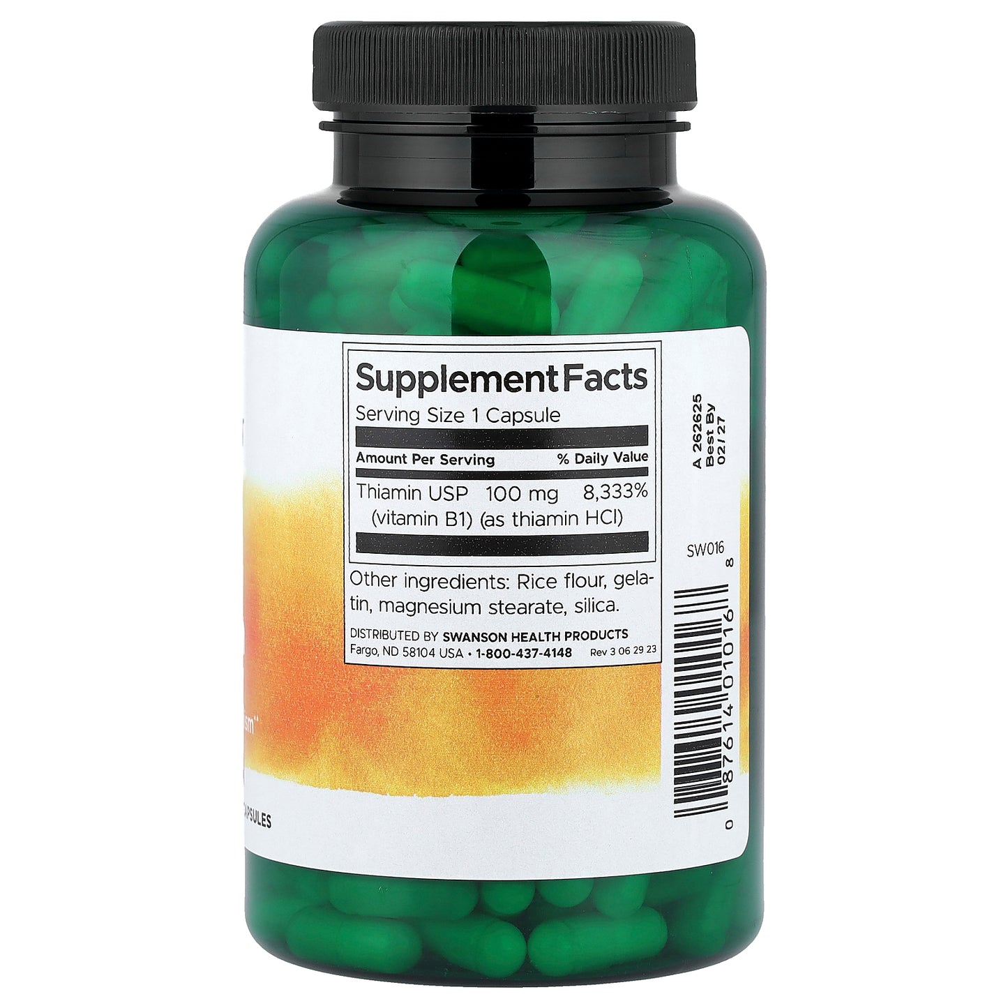 Swanson, Vitamin B1 Thiamin, 100 mg, 250 Capsules