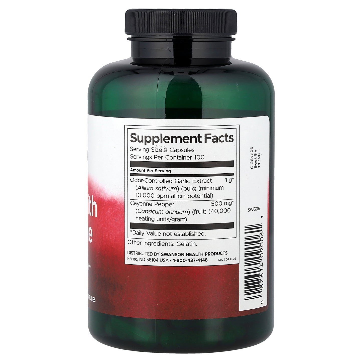 Swanson, Garlic with Cayenne , 200 Capsules