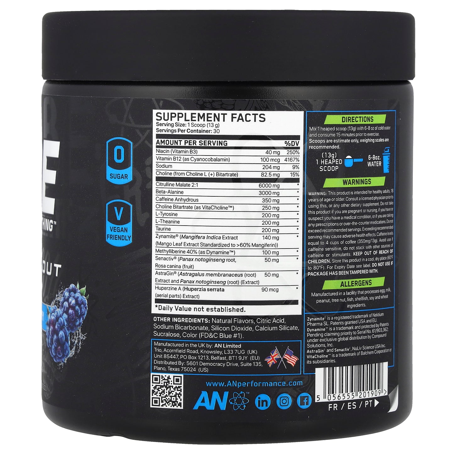 ABE, Preworkout, Blue Raspberry, 13.75 oz (390 g)
