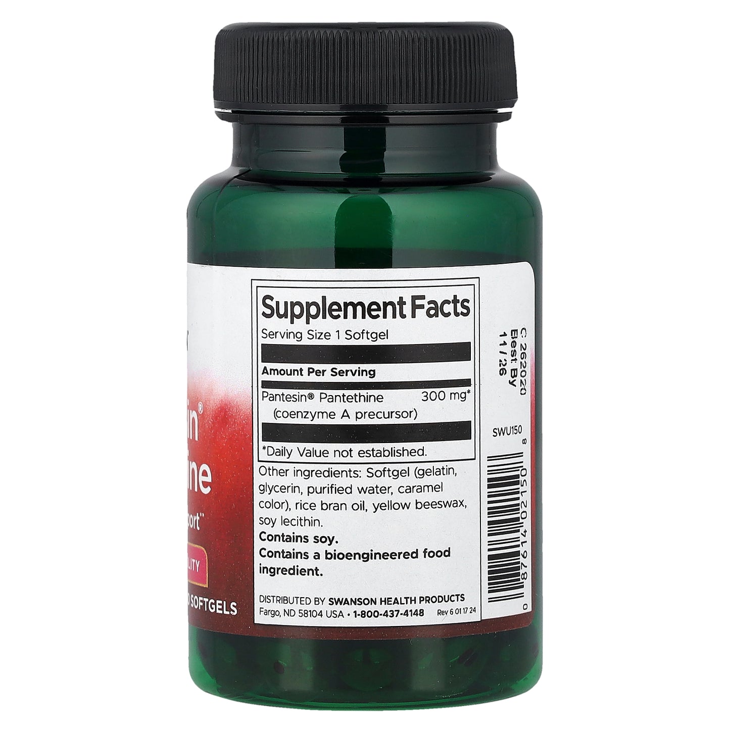 Swanson, Pantesin® Pantethine, 60 Softgels (300 mg Per softgel)