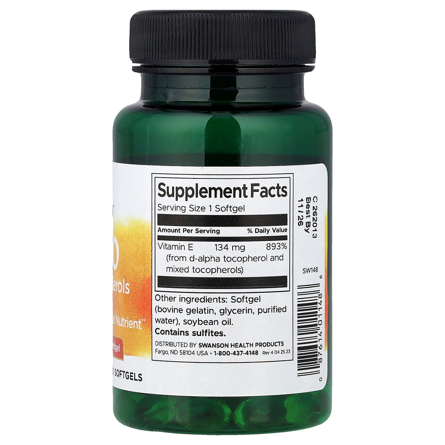 Swanson, Vitamin E Mixed Tocopherols, 134 mg (200 IU), 100 Softgels