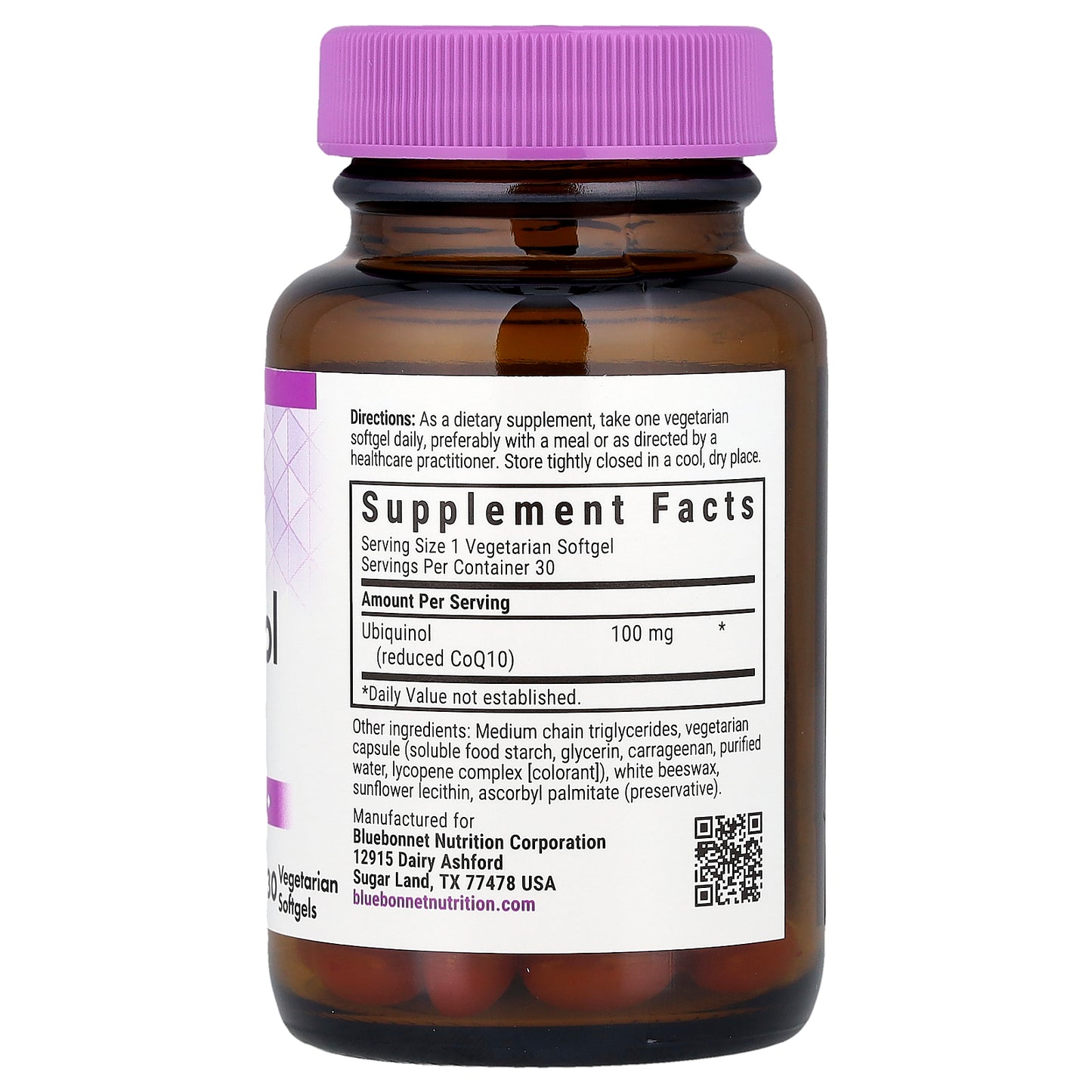 Bluebonnet Nutrition, CoQ10, Ubiquinol, 100 mg, 30 Vegetarian Softgels