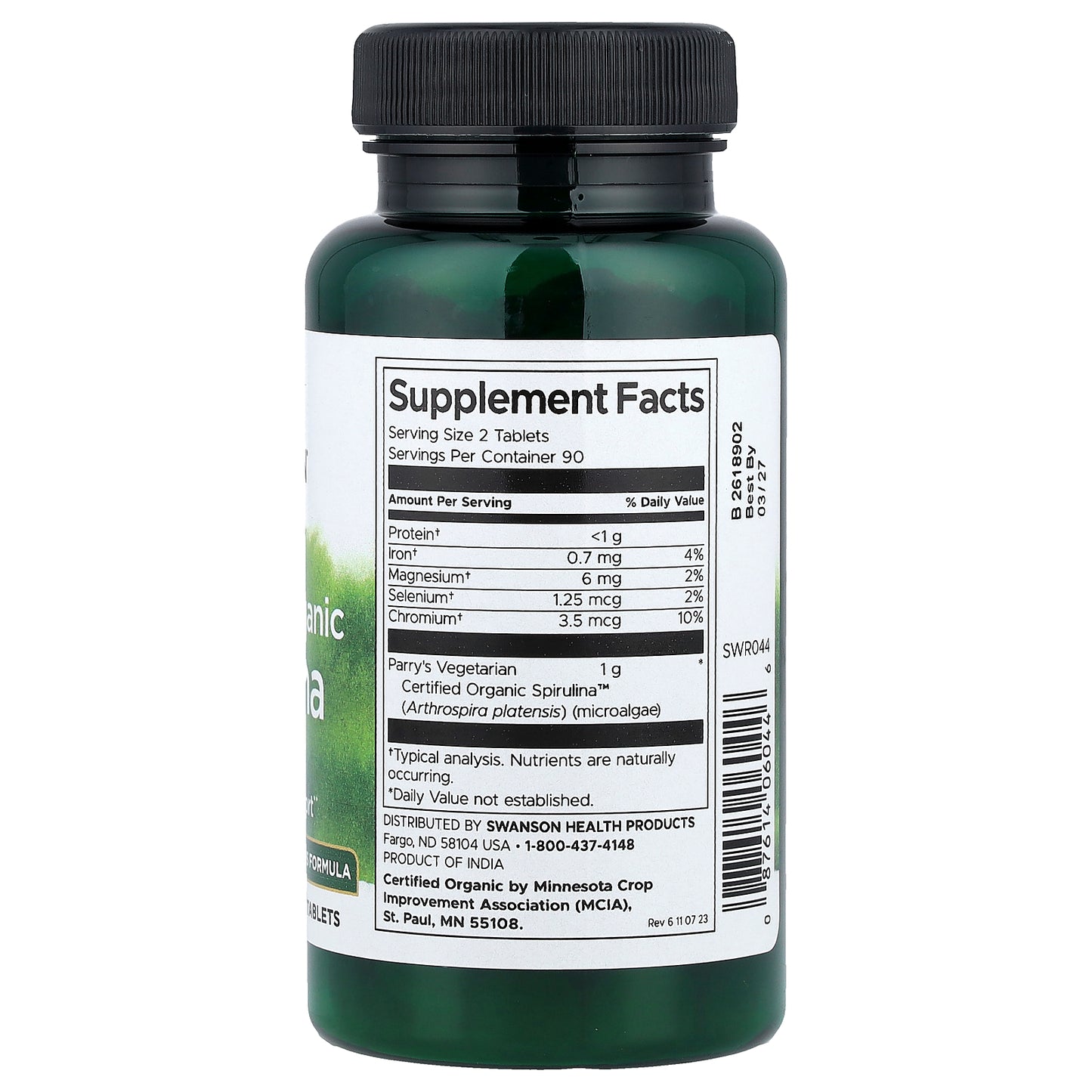 Swanson, Certified Organic Spirulina, 180 Tablets