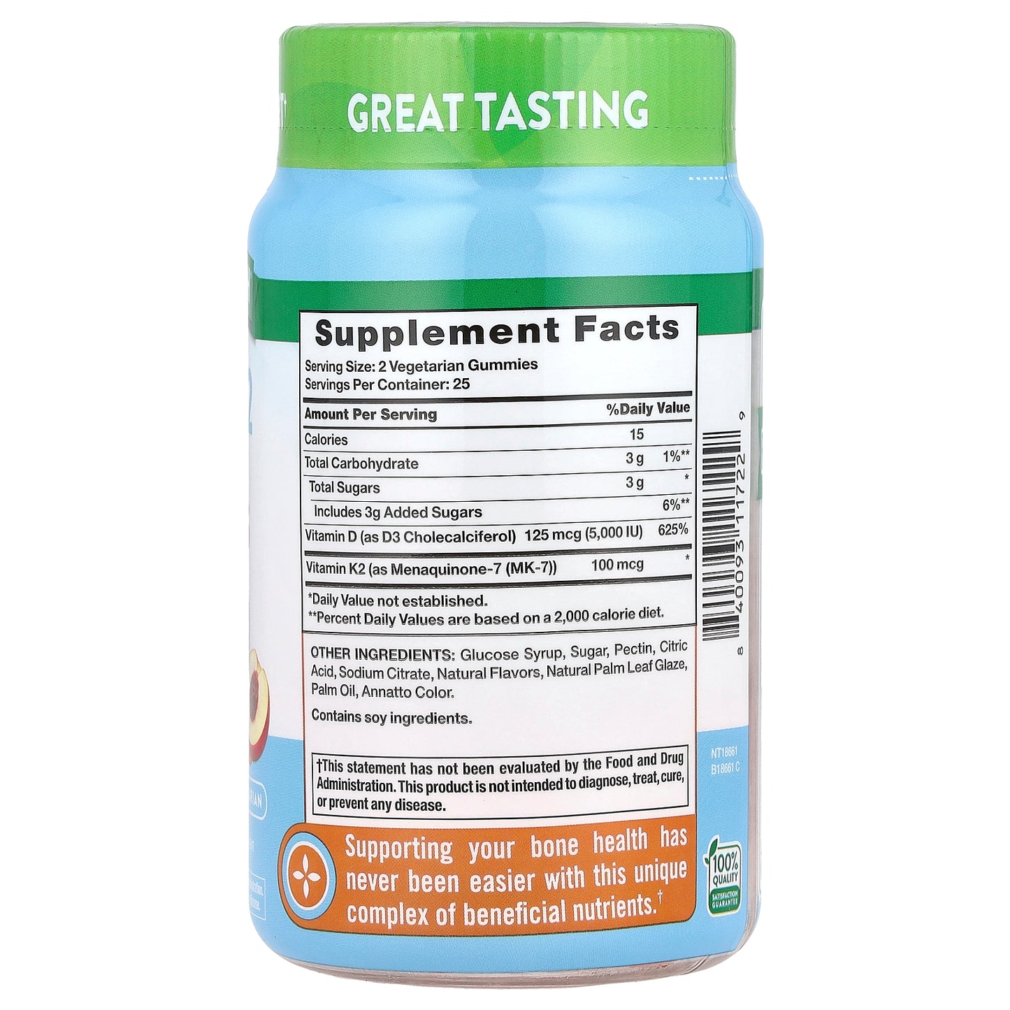 Nature's Truth, D3 + K2 Complex Gummies, Natural Peach Mango, 50 Gummies