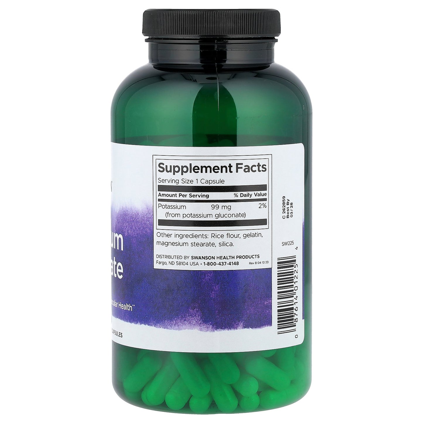 Swanson, Potassium Gluconate, 99 mg, 250 Capsules