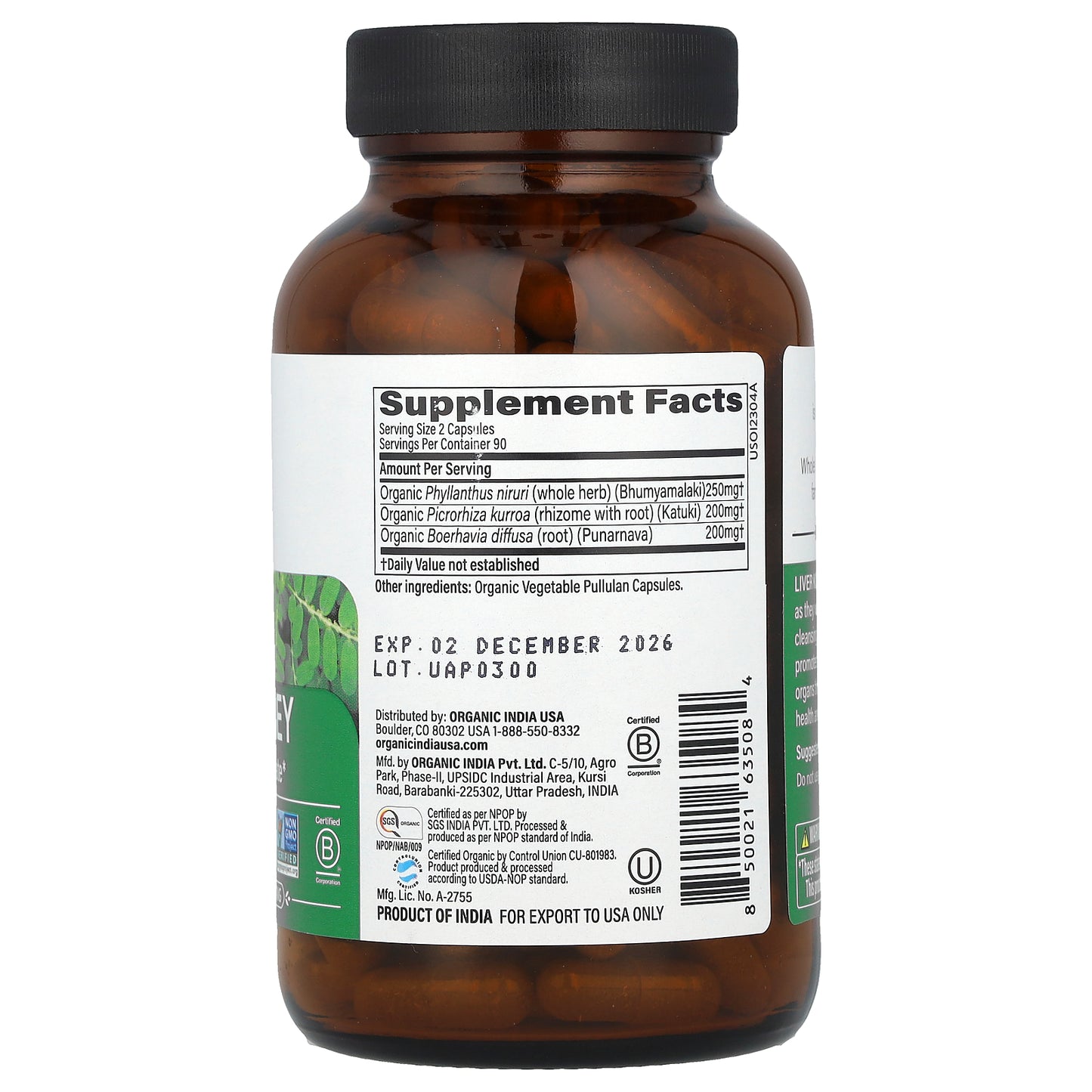 Organic India, Liver Kidney, 180 Veg Caps