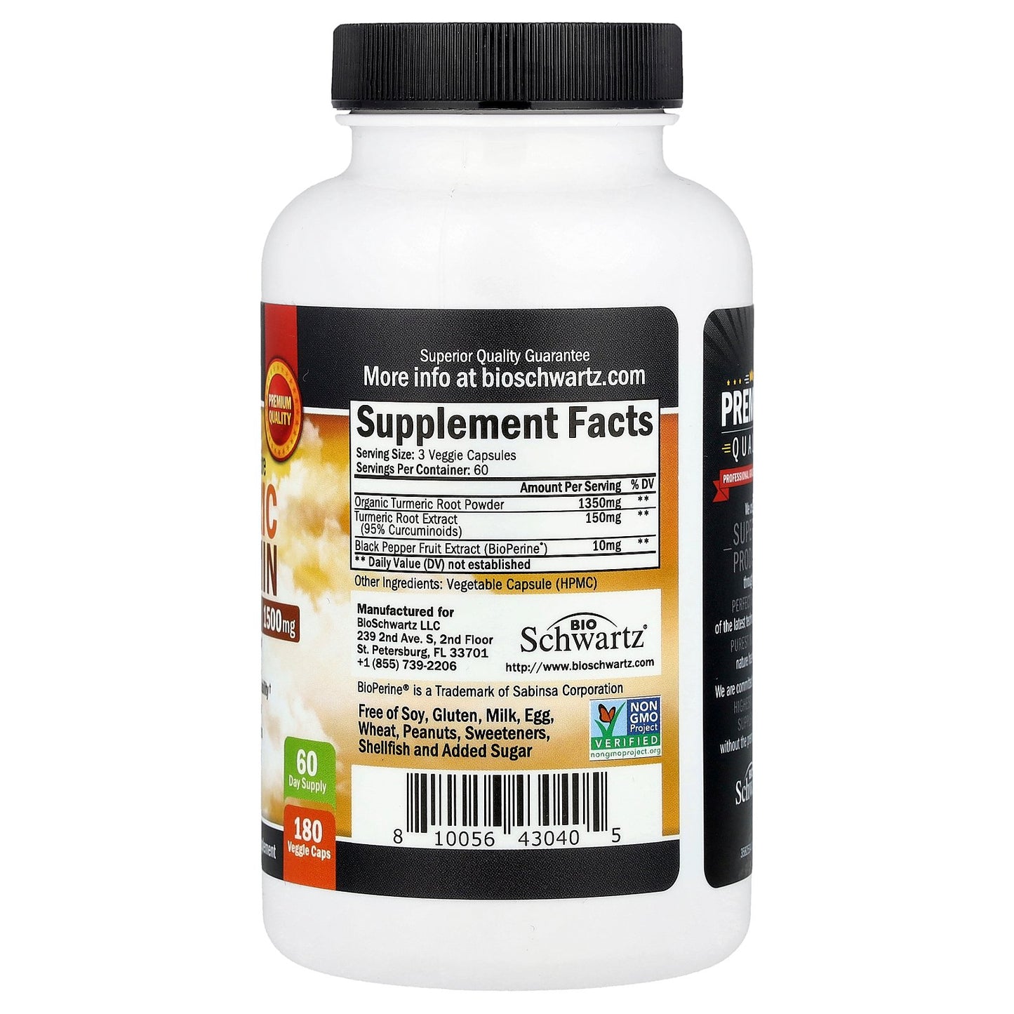 BioSchwartz, Premium Ultra Pure, Turmeric Curcumin With Bioperine®, 180 Veggie Caps