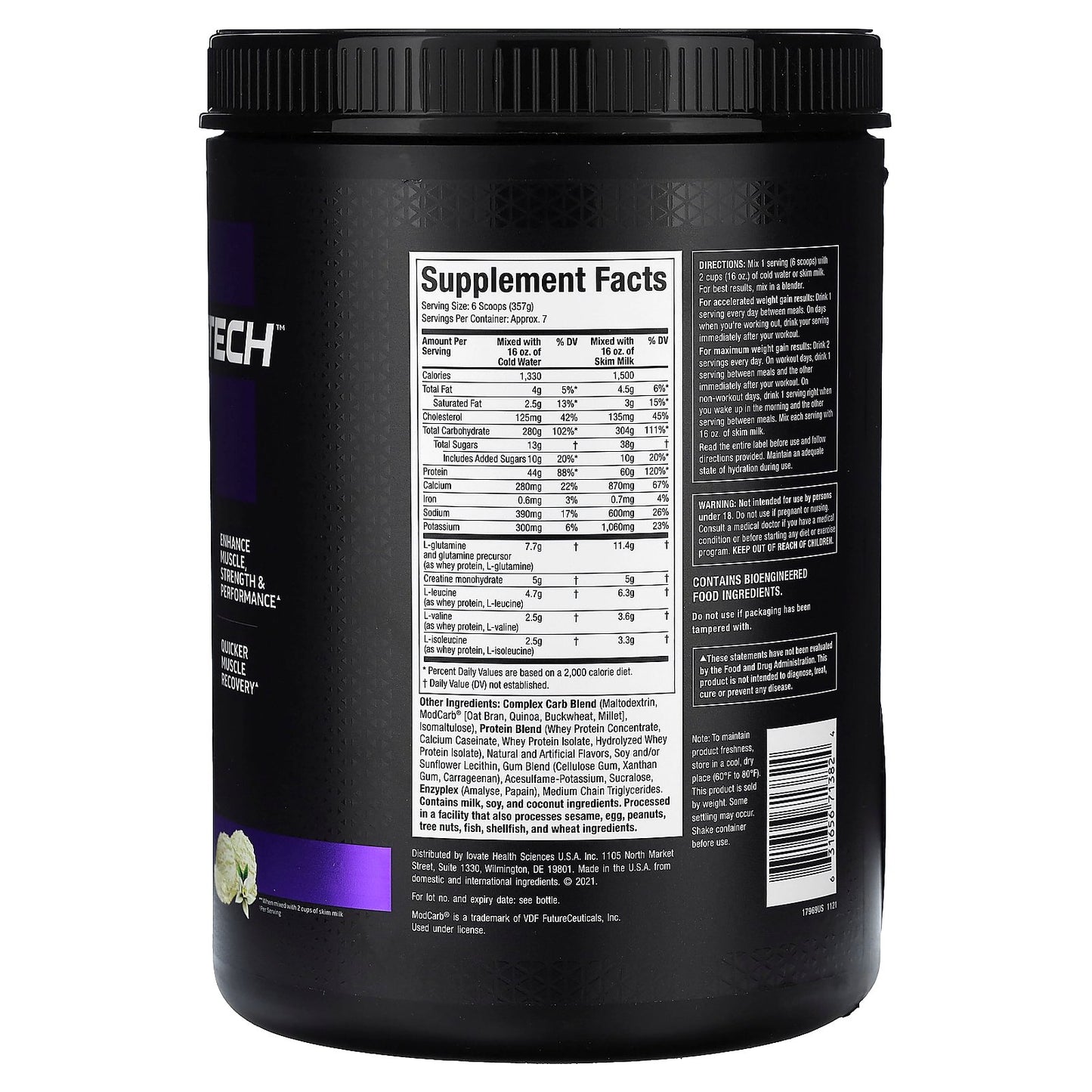 MuscleTech, 100% Mass Gainer™, Vanilla Milkshake, 5.15 lbs (2.33 kg)
