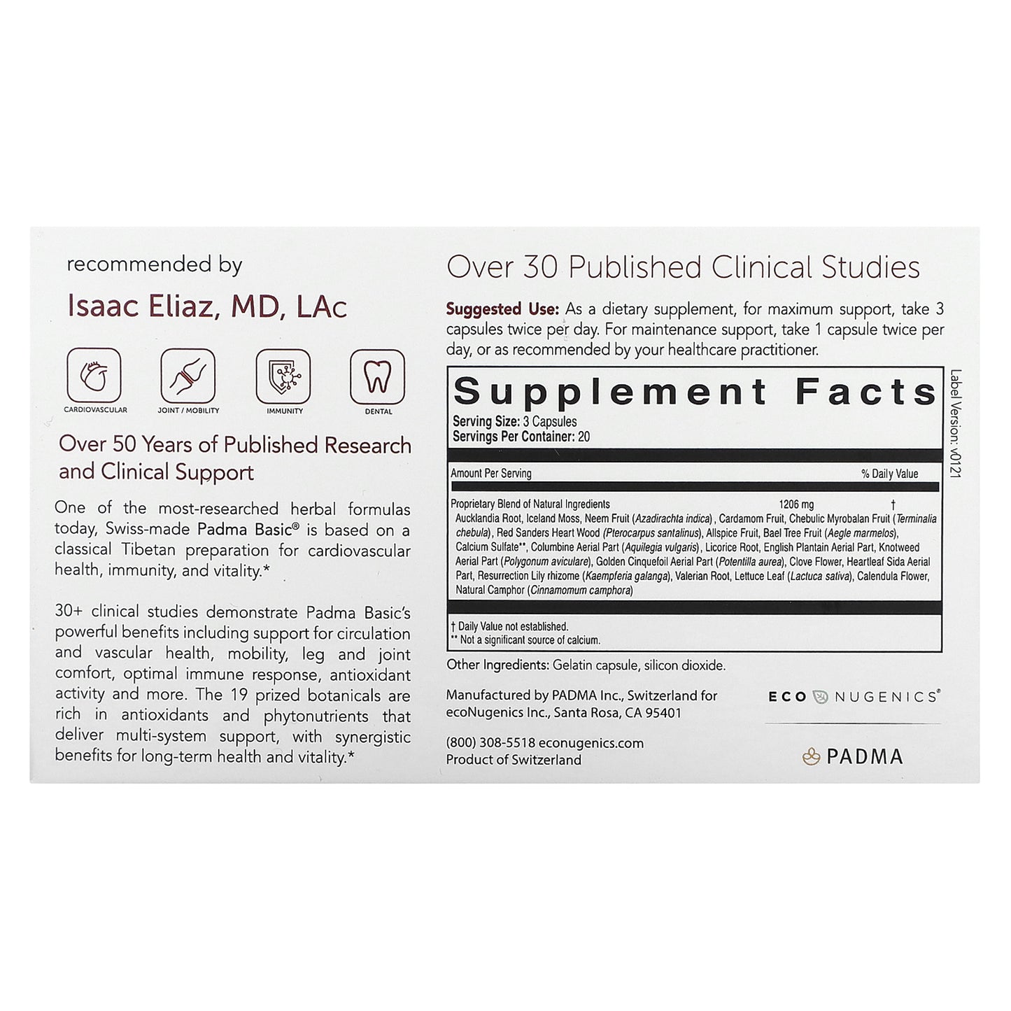 Econugenics, Padma Basic, 60 Capsules