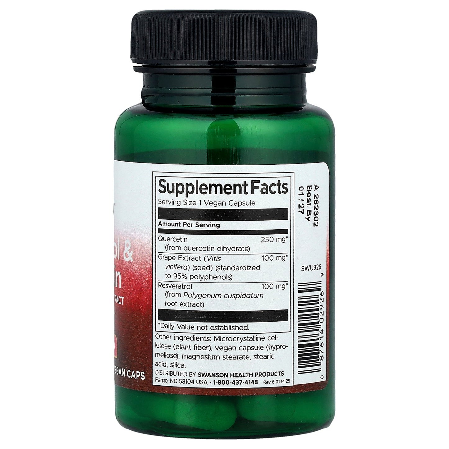 Swanson, Resveratrol & Quercetin with Grape Seed Extract, 30 Veggie Caps