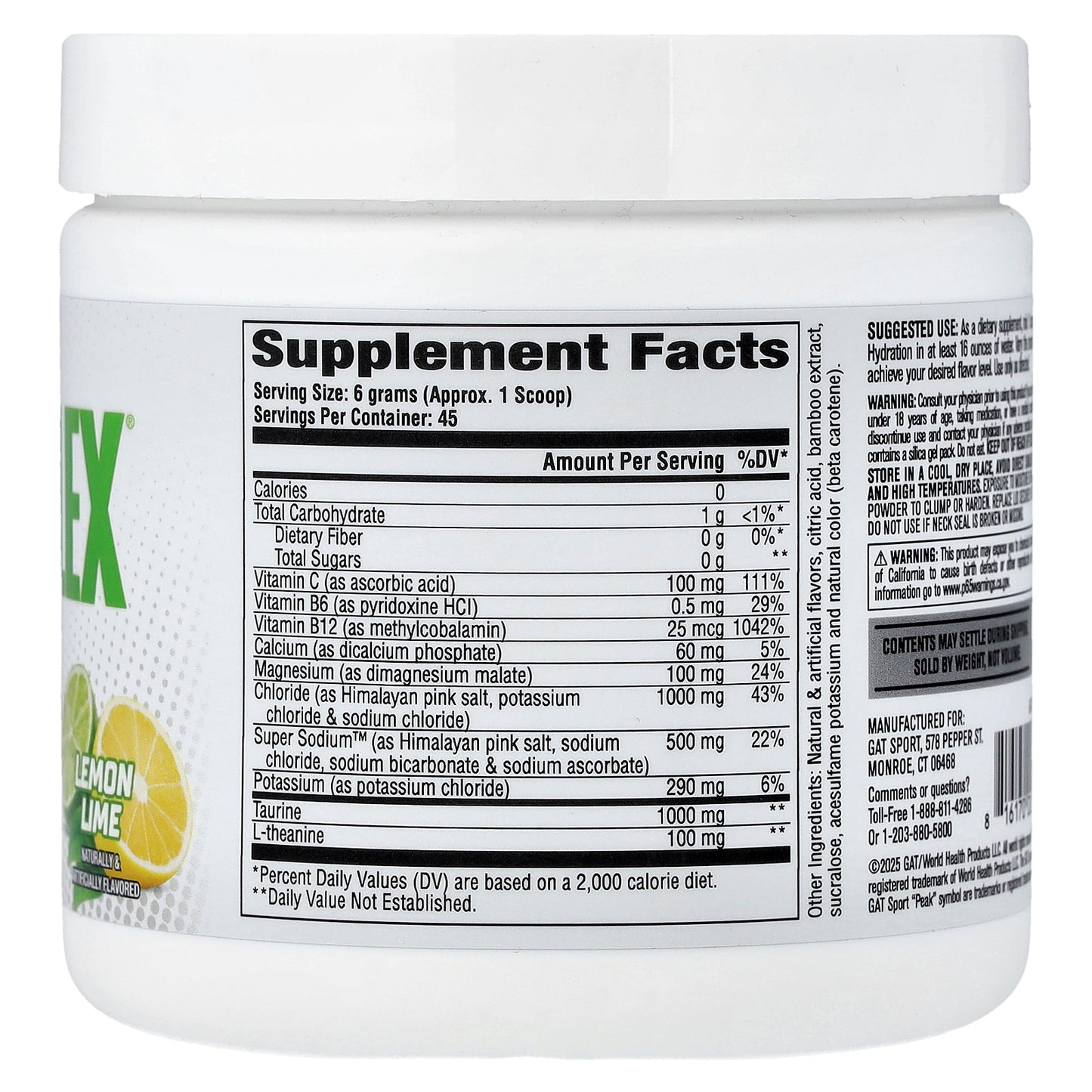 GAT, Sport, Nitraflex® Hydration, Lemon Lime, 9.52 oz (270 g)