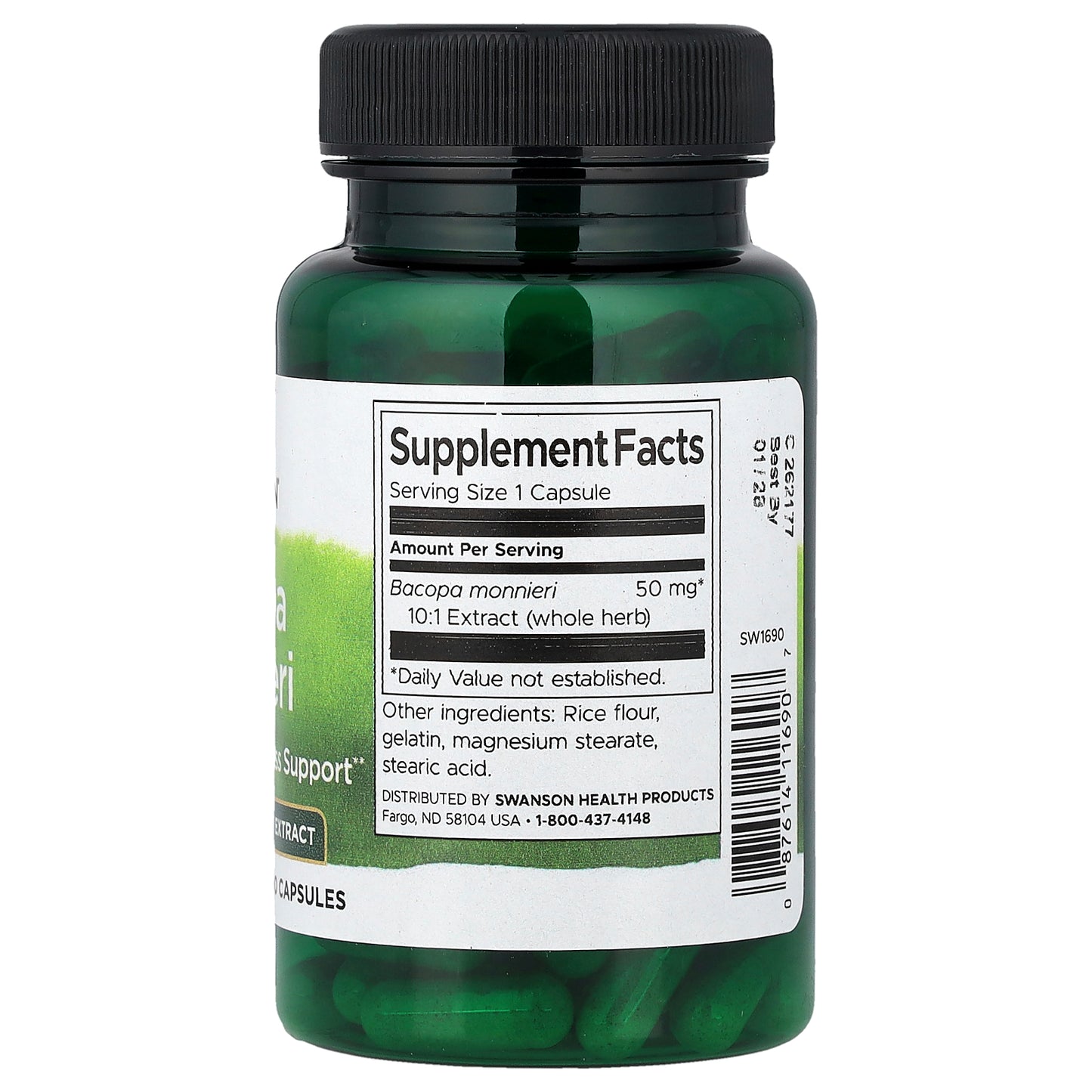 Swanson, Bacopa Monnieri, 50 mg, 90 Capsules