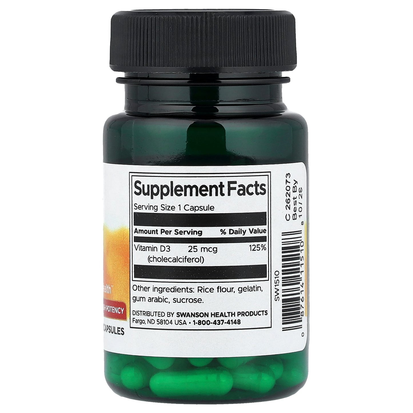 Swanson, Vitamin D3, High Potency, 25 mcg (1,000 IU), 60 Capsules