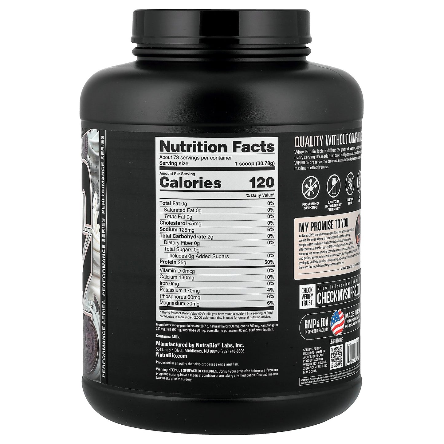 NutraBio, Whey Protein Isolate, Cookies & Cream, 5 lb (2,268 g)