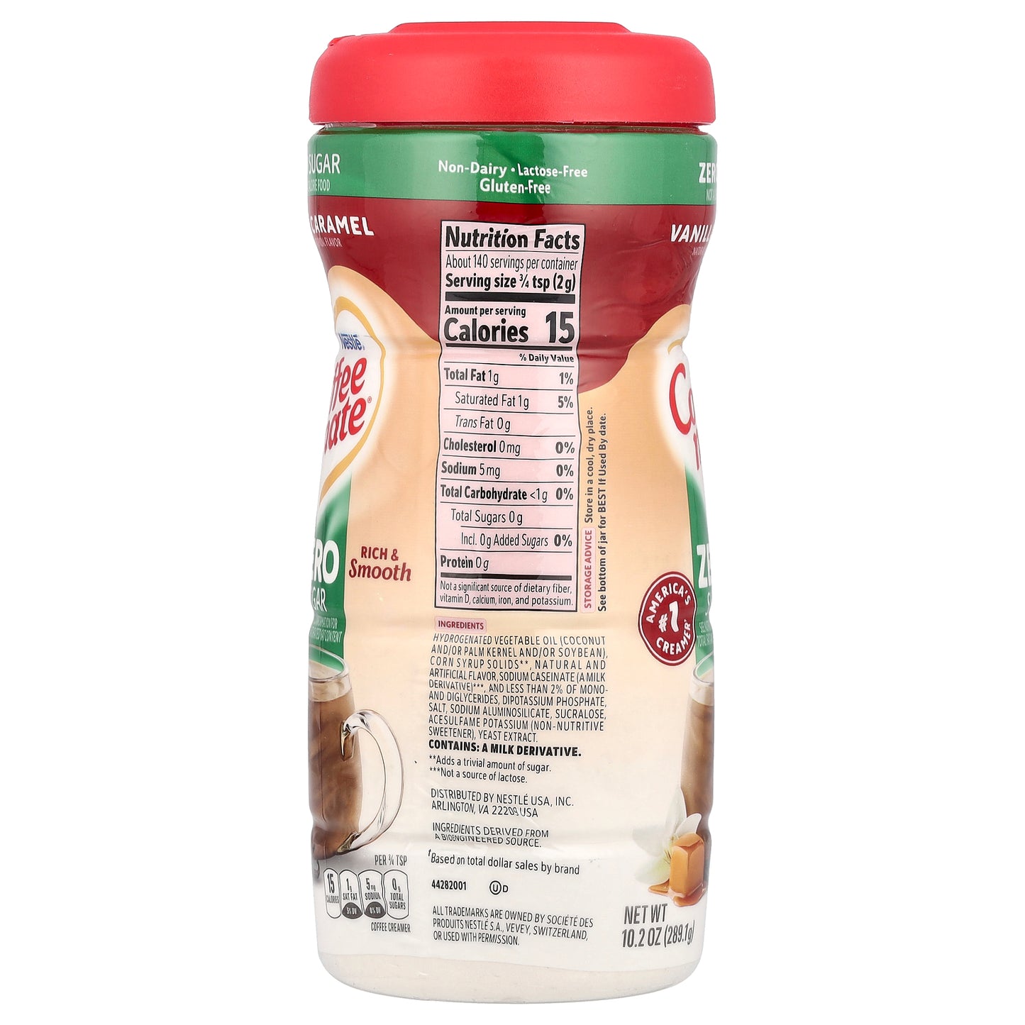 Coffee Mate, Powder Coffee Creamer, Zero Sugar, Vanilla Caramel, 10.2 oz (289.1 g)