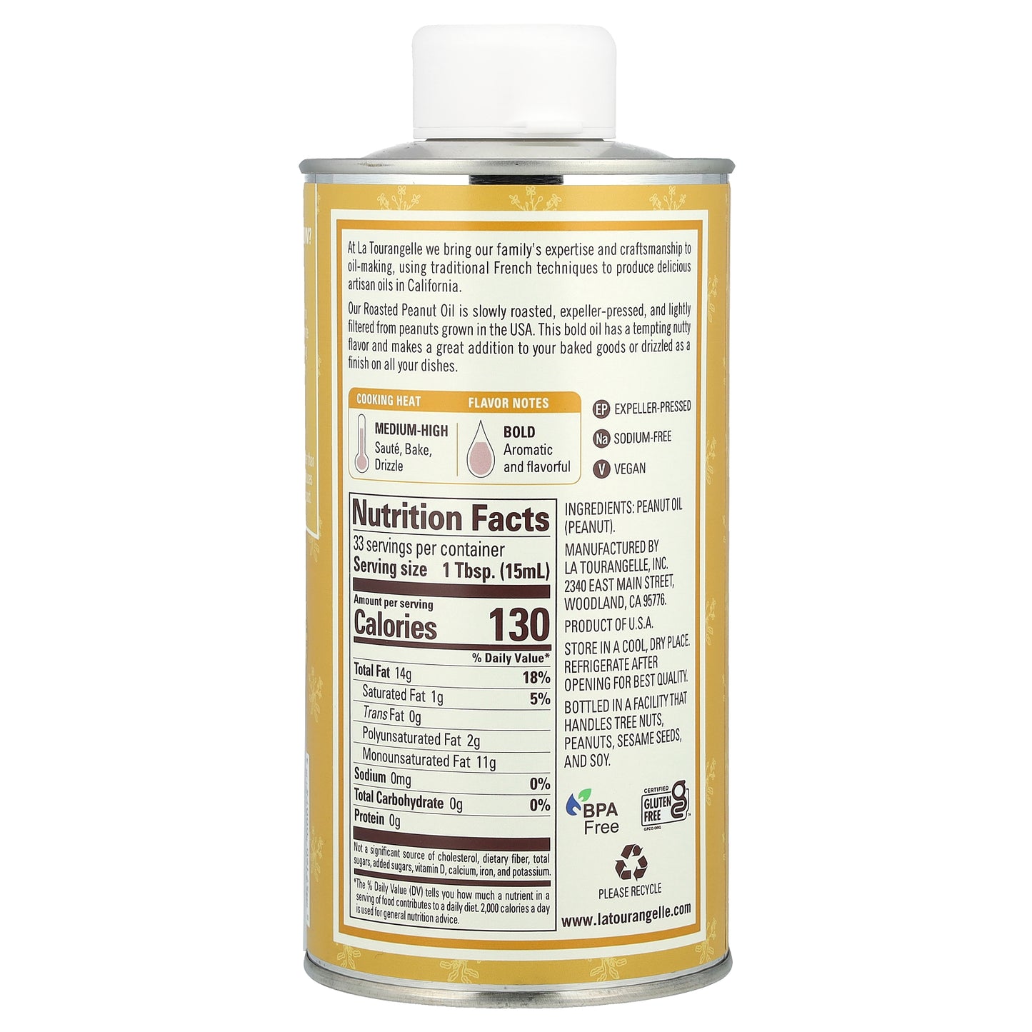 La Tourangelle, Roasted Peanut Oil, 16.9 fl oz (500 ml)