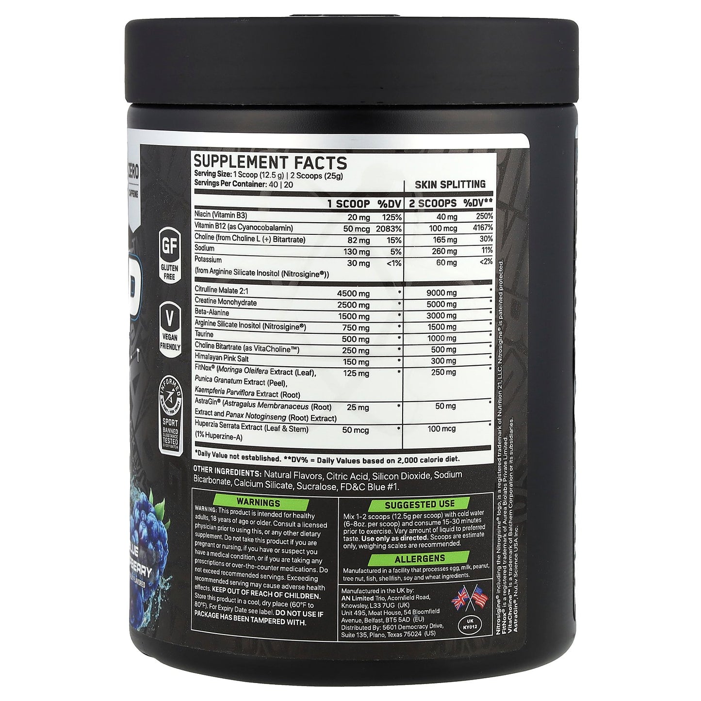ABE, Non-Stim Pump Pre Workout, Blue Raspberry , 17.63 oz (500 g)