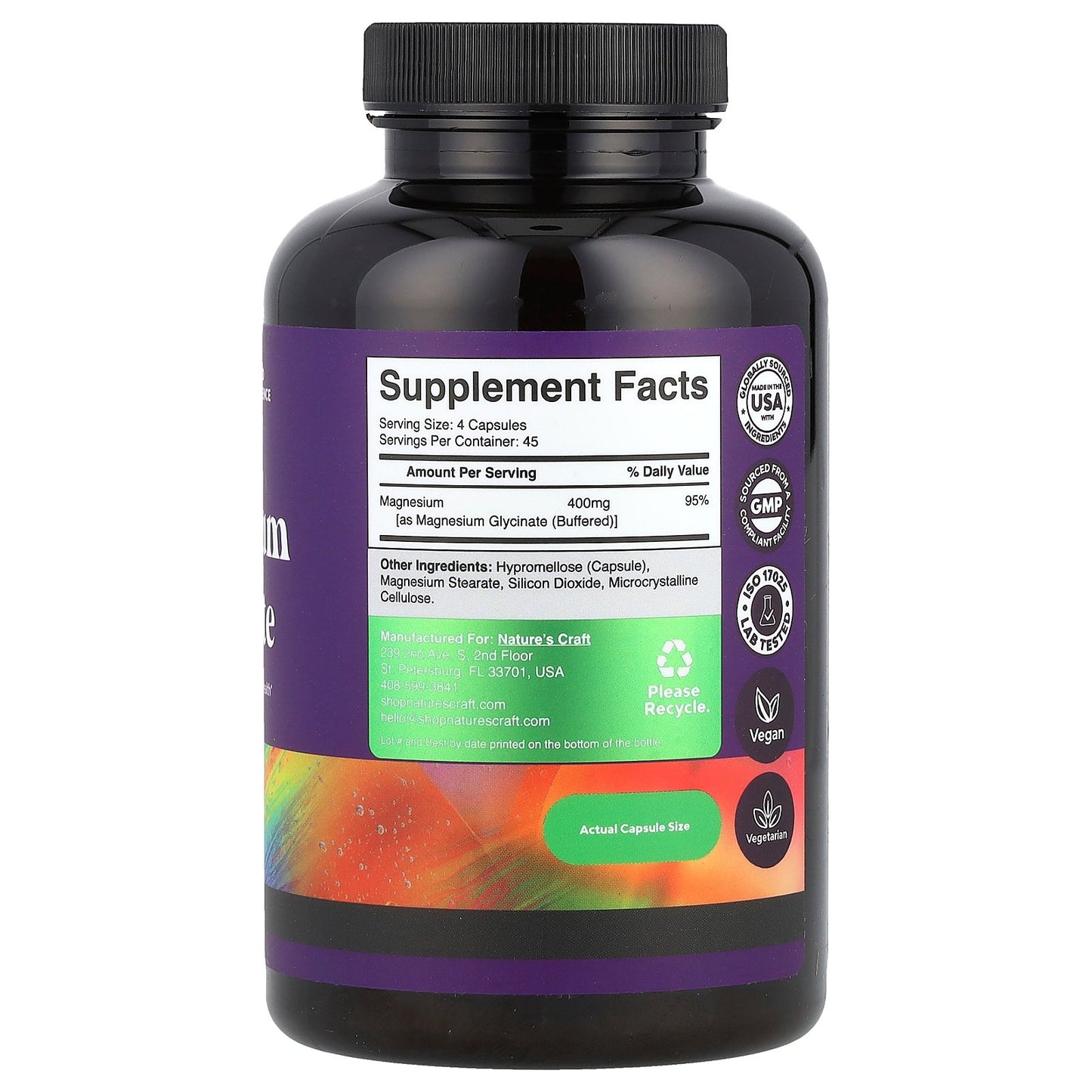 Nature's Craft, Magnesium Glycinate, 180 Capsules (100 mg per Capsule)