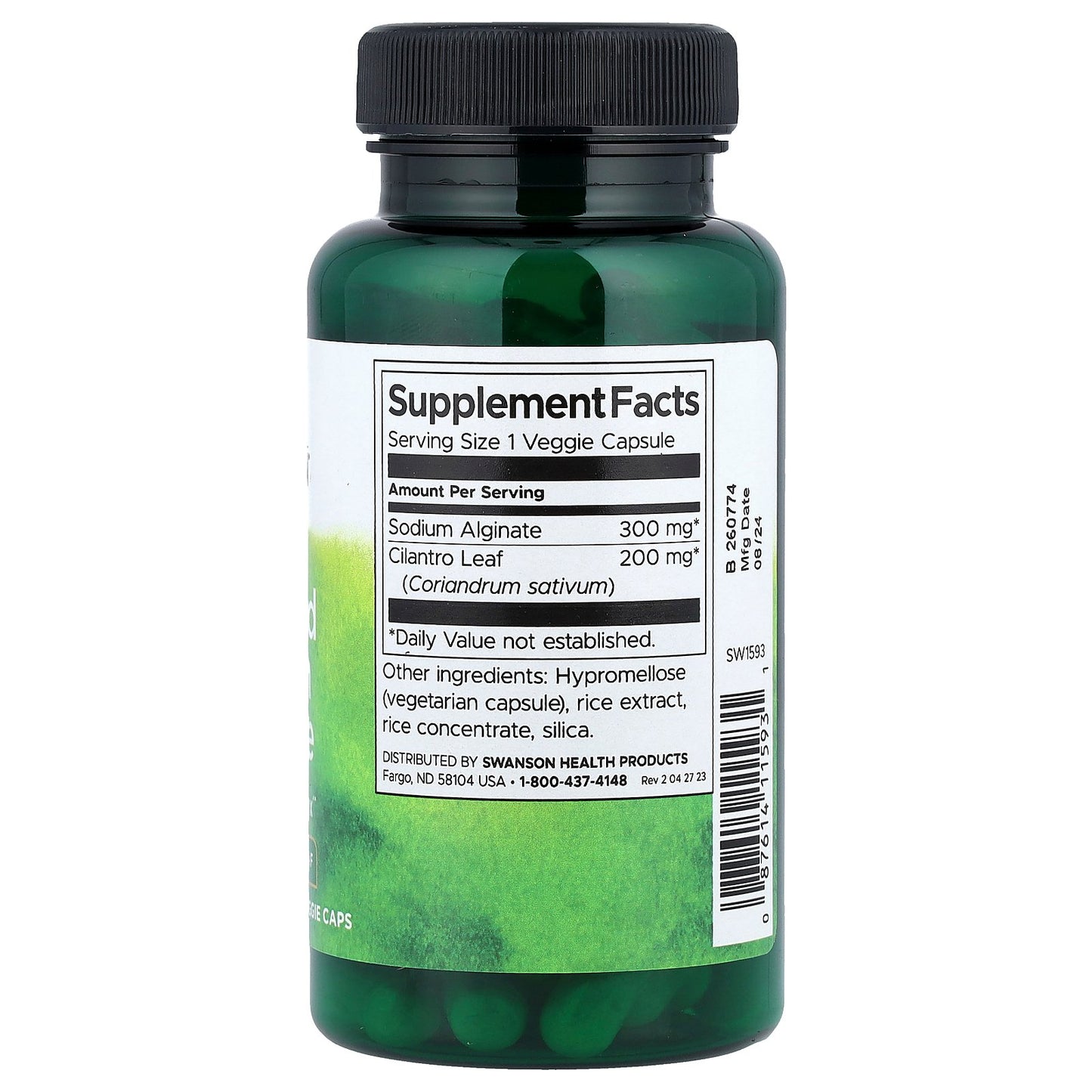 Swanson, Brown Seaweed Sodium Alginate with Cilantro Leaf, 60 Veggie Caps