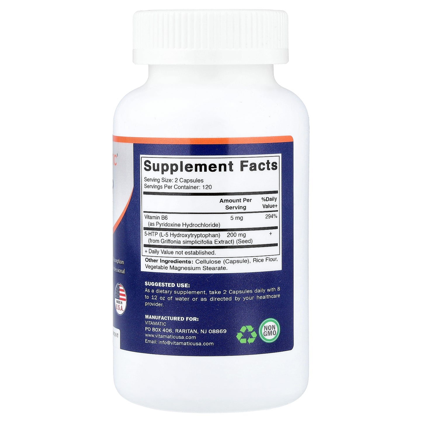 Vitamatic, 5-HTP + B6, 240 Vegetable Capsules