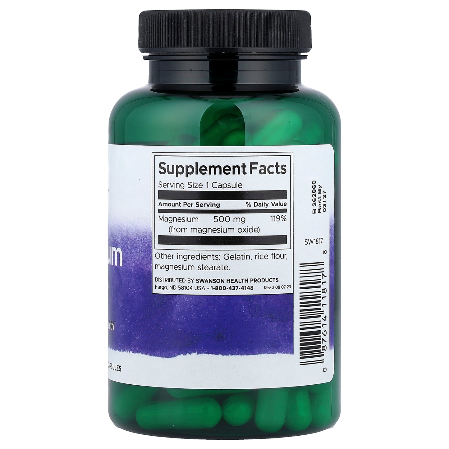 Swanson, Magnesium Oxide, 500 mg , 100 Capsules