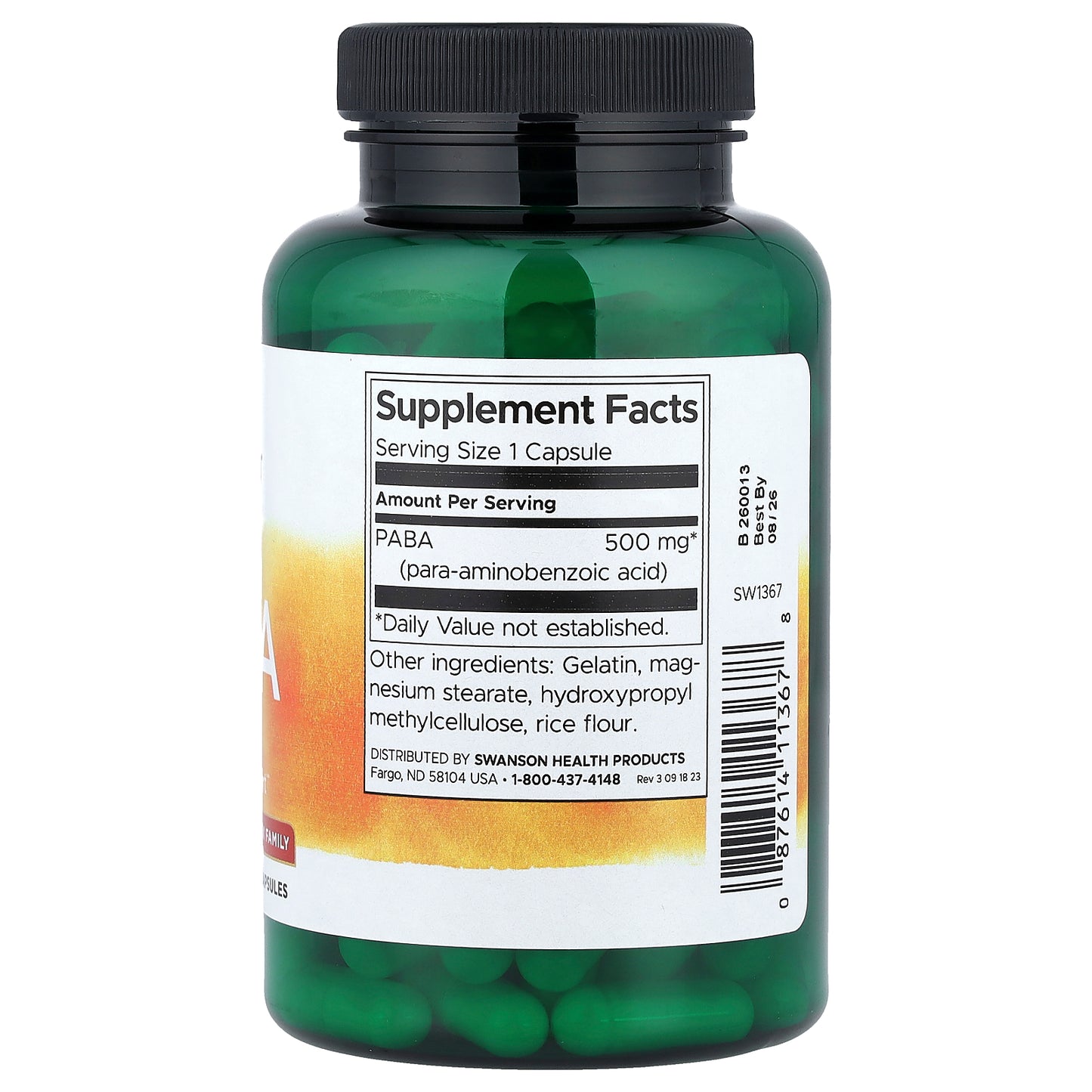 Swanson, PABA, 500 mg, 120 Capsules