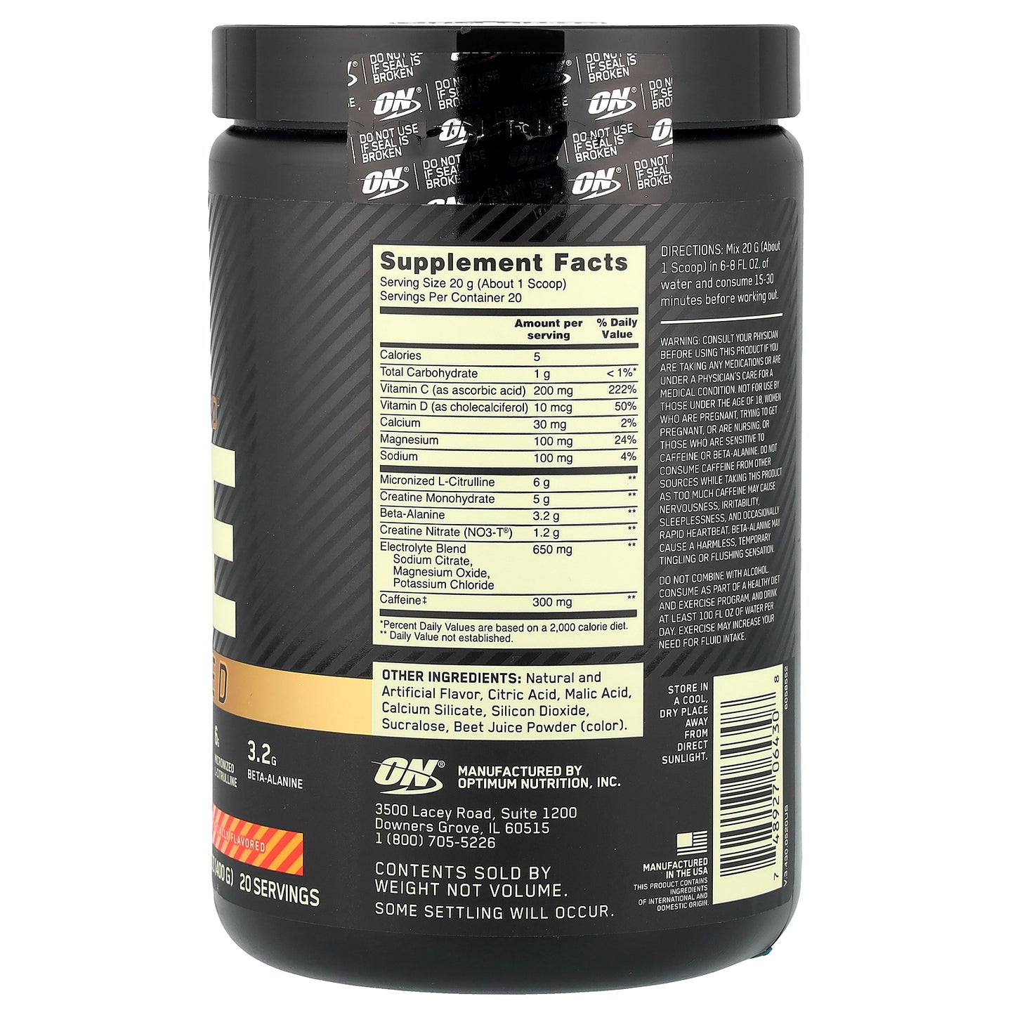 Optimum Nutrition, Gold Standard® Pre Advanced, Strawberry Mango Daiquiri, 14.1 oz (400 g)
