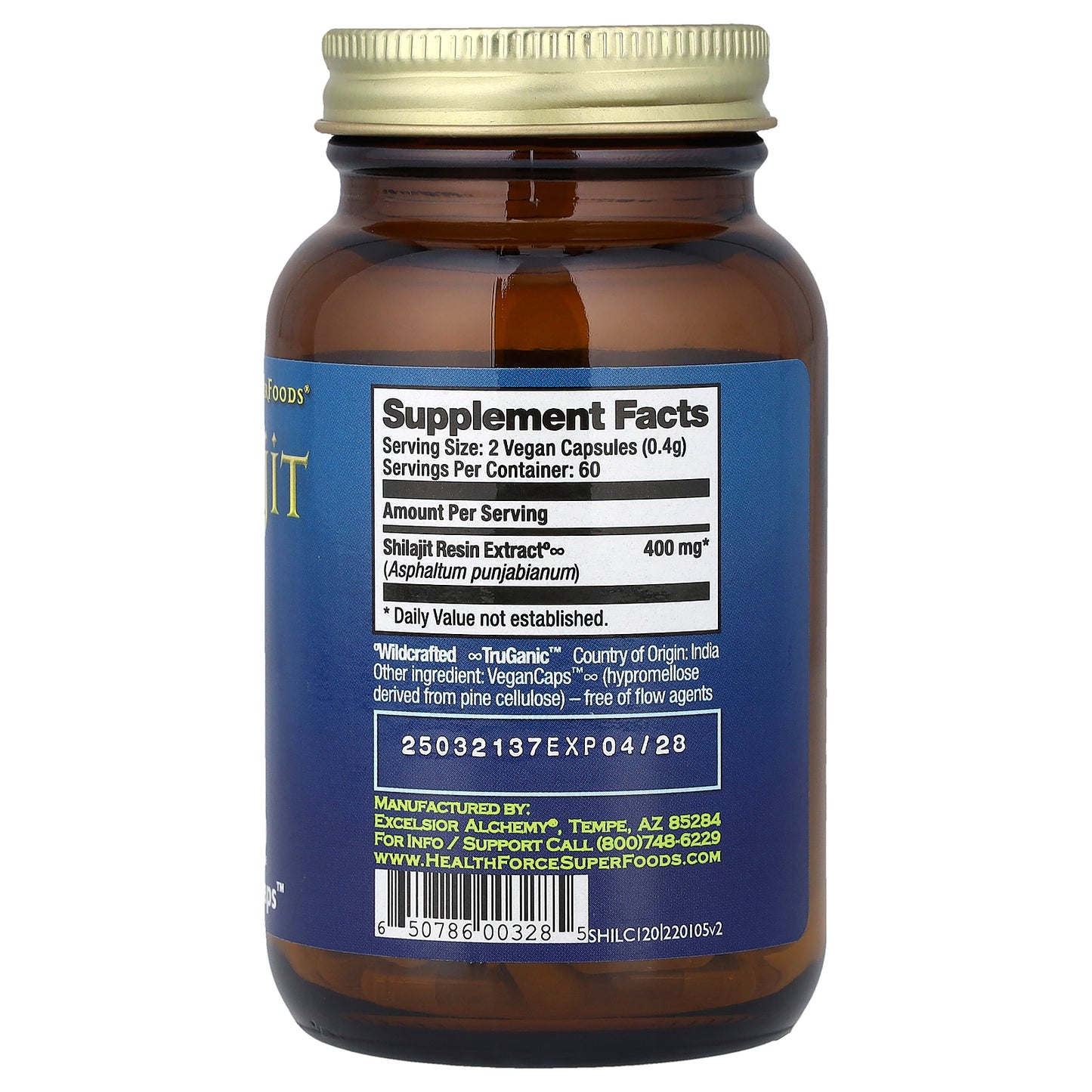 HealthForce Superfoods, Shilajit, 120 Vegan Caps (200 mg per Capsule)