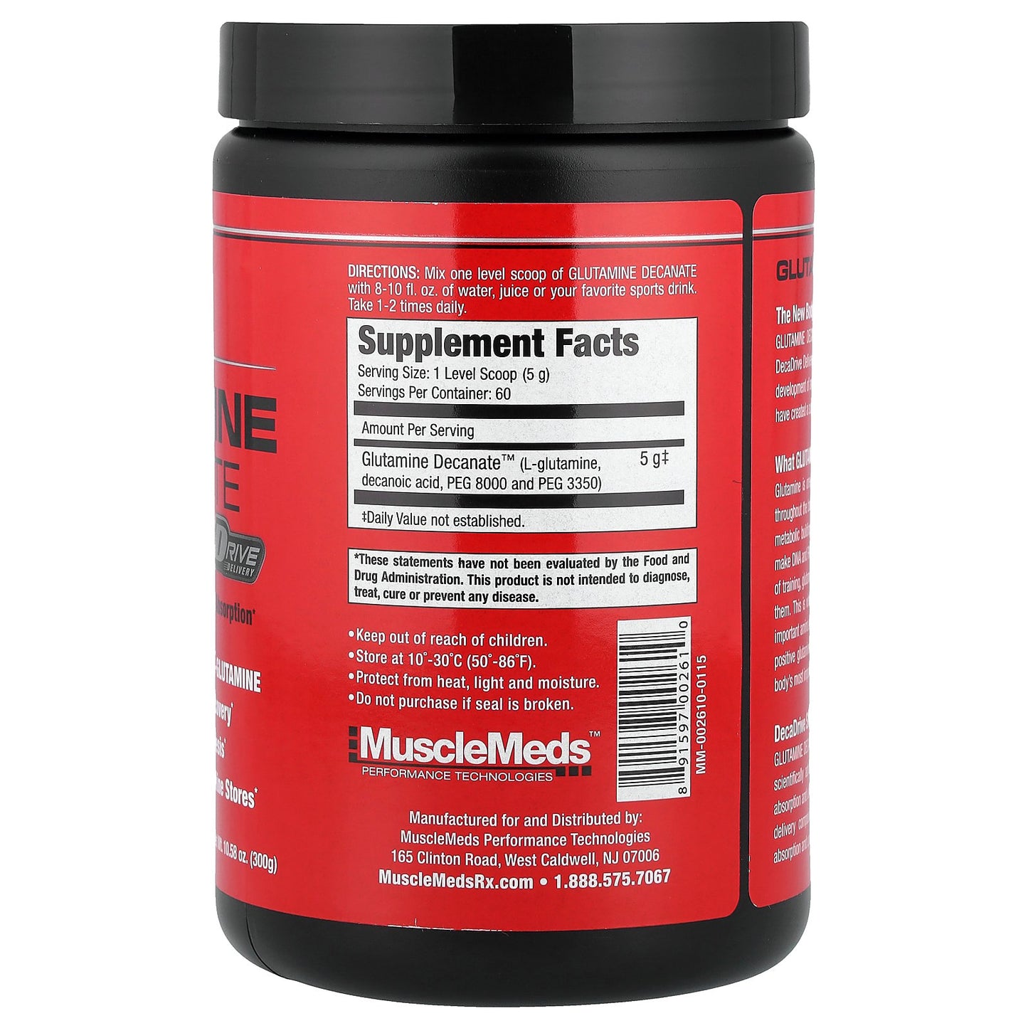 MuscleMeds, Glutamine Decanate, Unflavored, 10.58 oz (300 g)