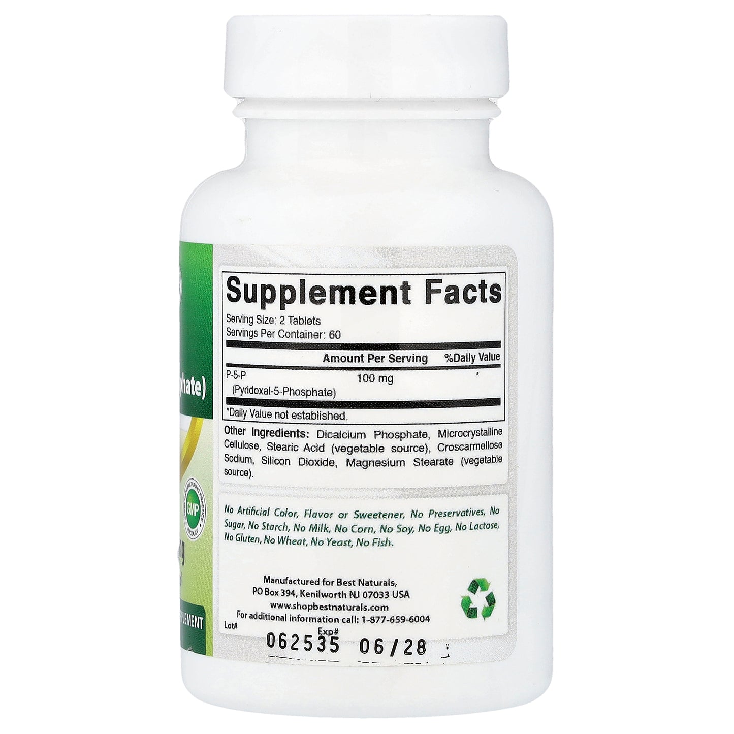 Best Naturals, P-5-P (Pyridoxal-5-Phosphate), 120 Tablets (50 mg per Tablet)