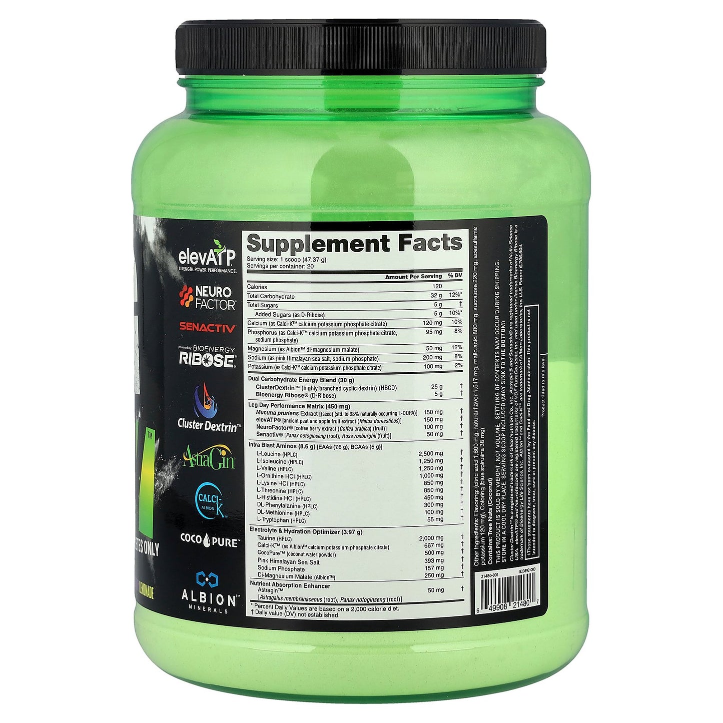 NutraBio, Intra Carb, Leg Day™, Blueberry Lemonade, 2.09 lb (947 g)